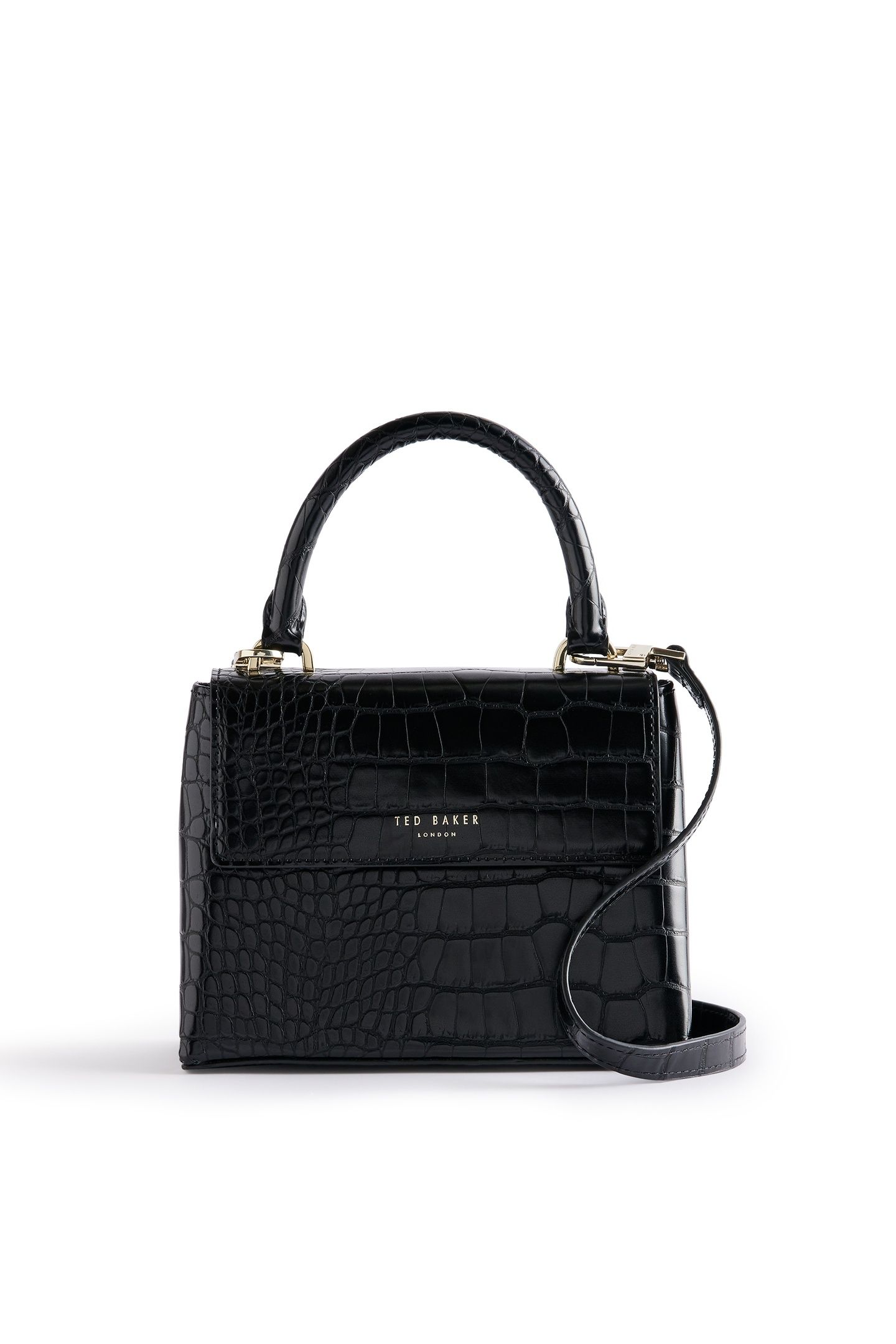 AYNAYA CROC EFFECT TOP HANDLE SMALL BLACK 1