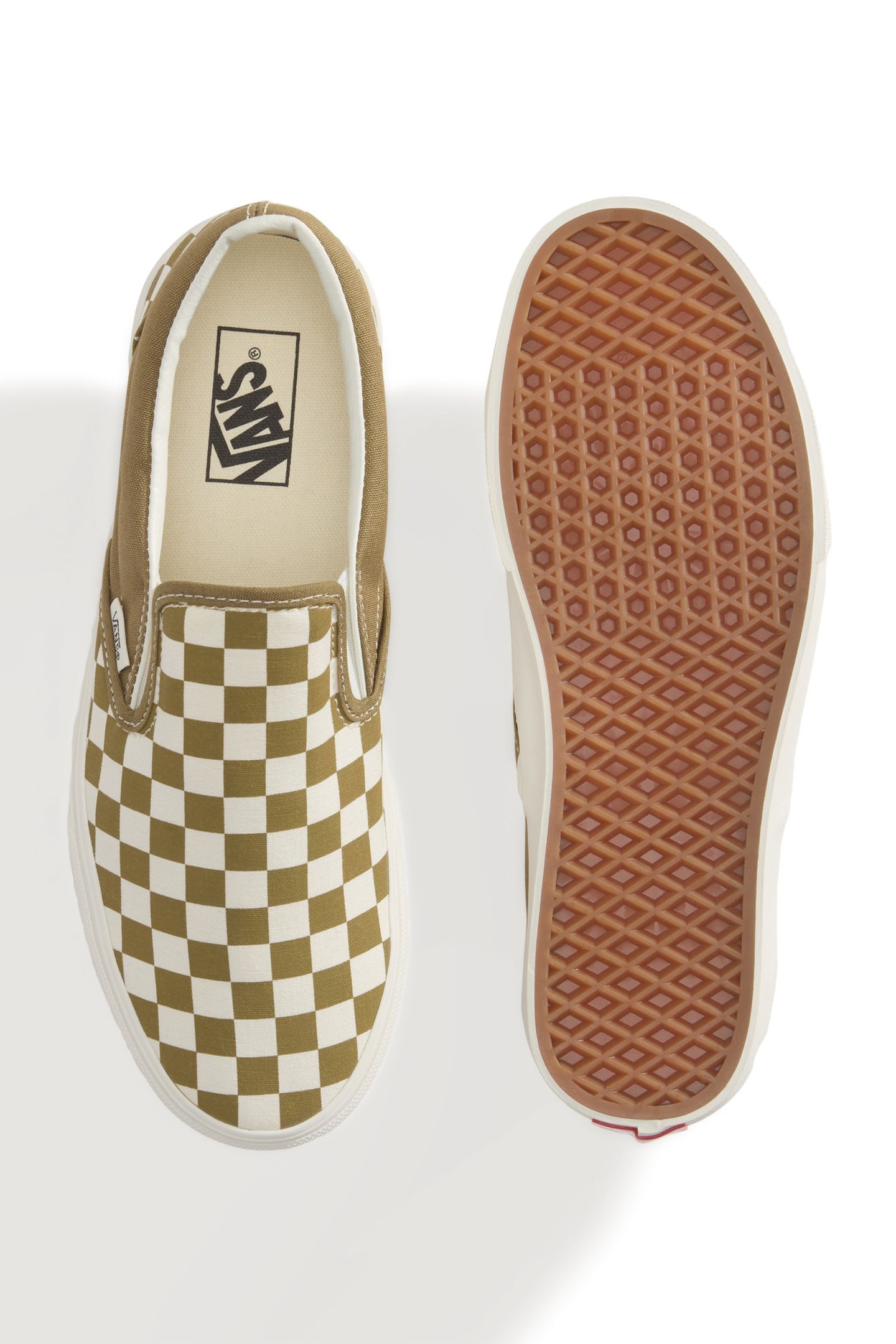 UNISEX CLASSIC SLIP-ON COLOR THEORY CHECKERBOARD OLIVE BROWN 7