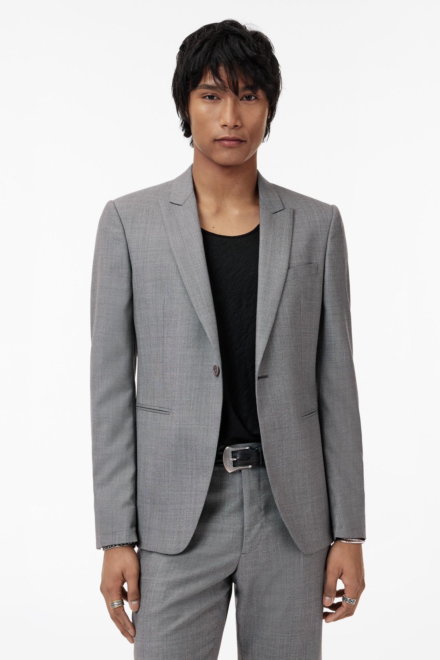 NINO JACKET - AUSTIN FIT - ONE BUTTON STONE GREY 1