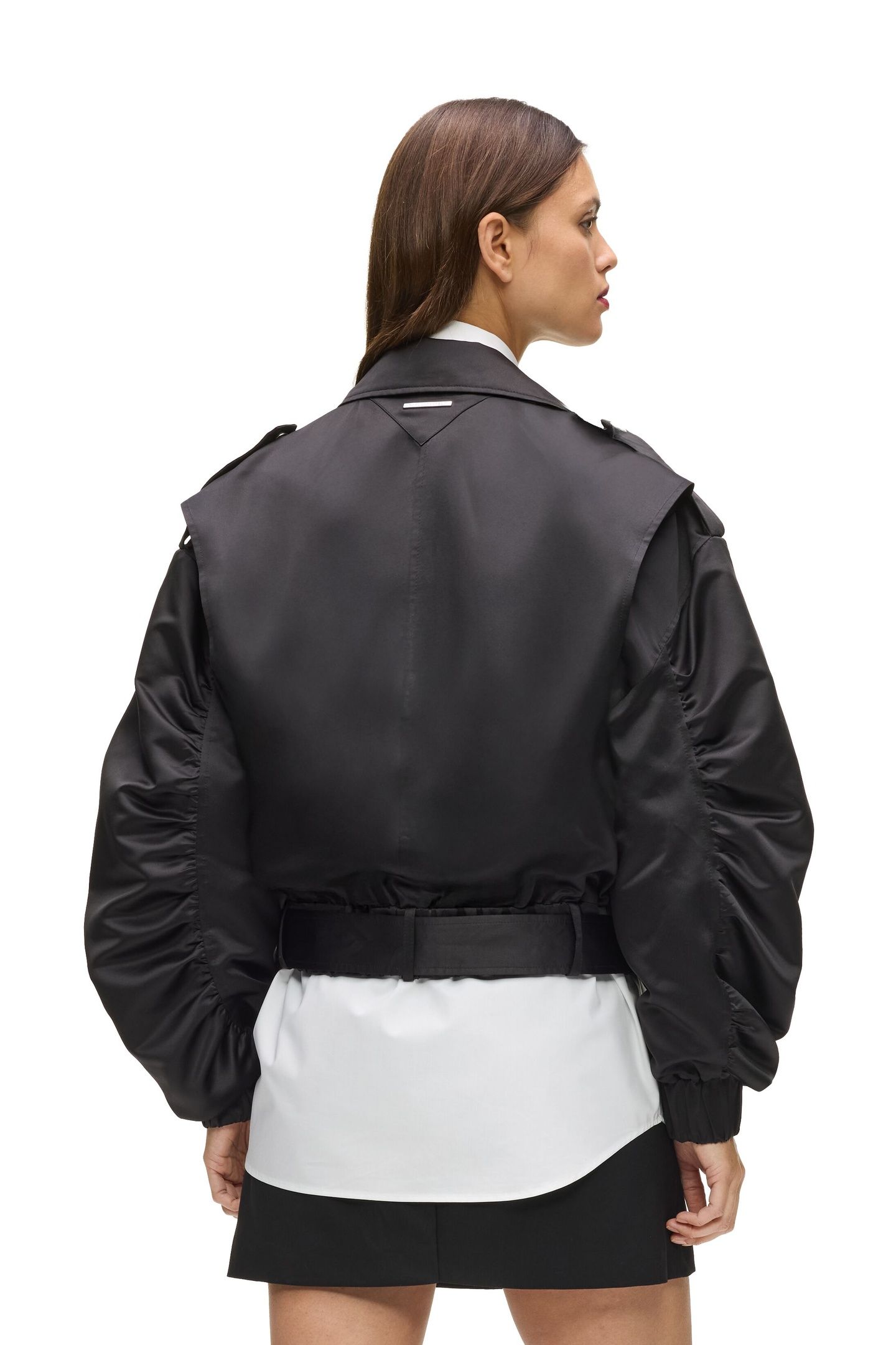 BIKER SATIN BOMBER BLACK 2