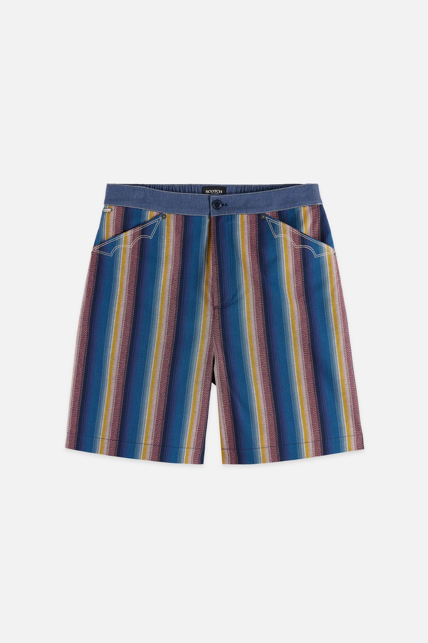 WESTERN DETAILED STRIPED COTTON LOOSE-FIT BERMUDA NAVY 4