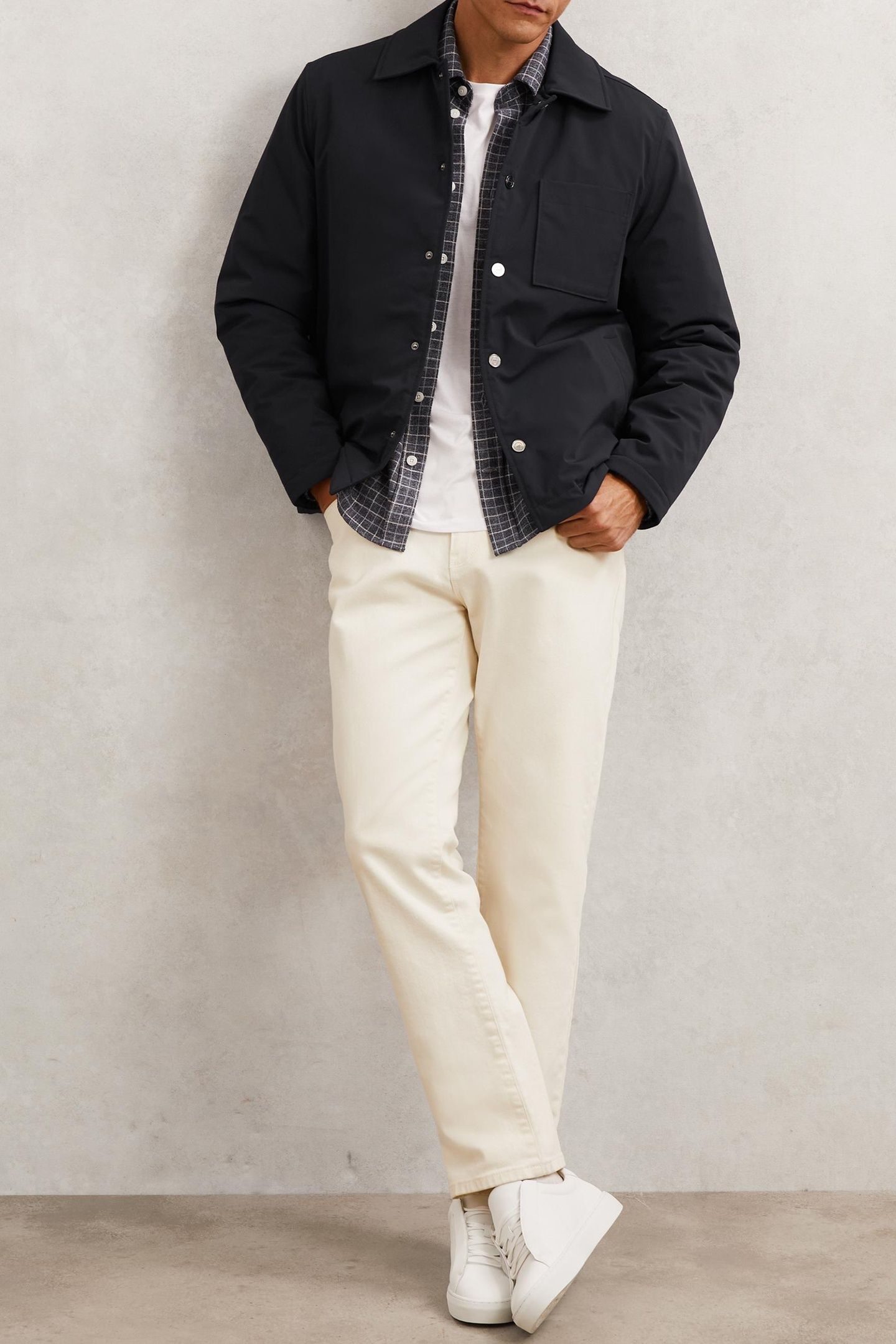 LS NYLON PATCH POCKET OVERSHIRT NAVY 1