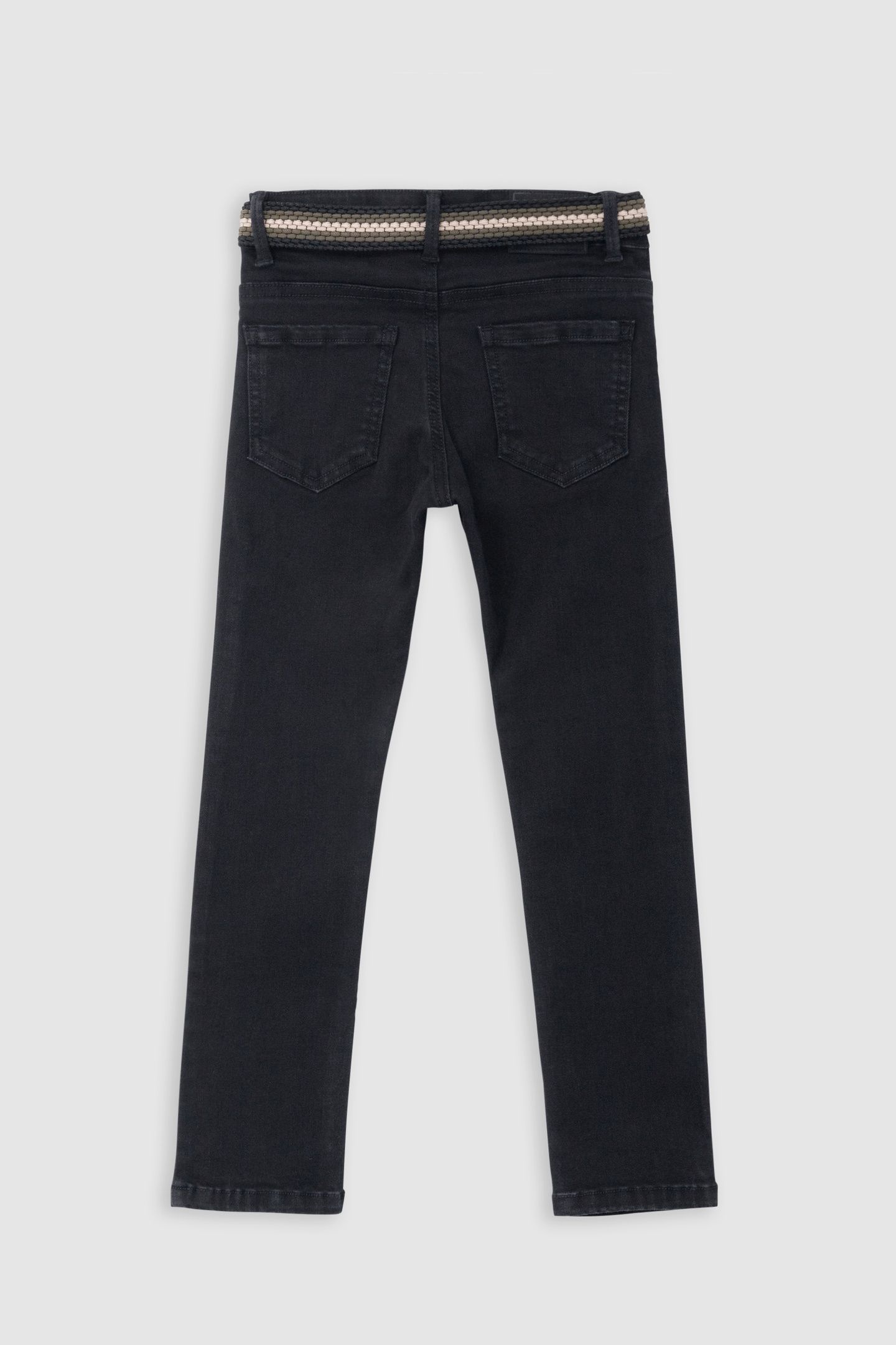 BOY'S BLACK SLIM JEANS WITH REMOVABLE BRAIDED WAISTBAND 2