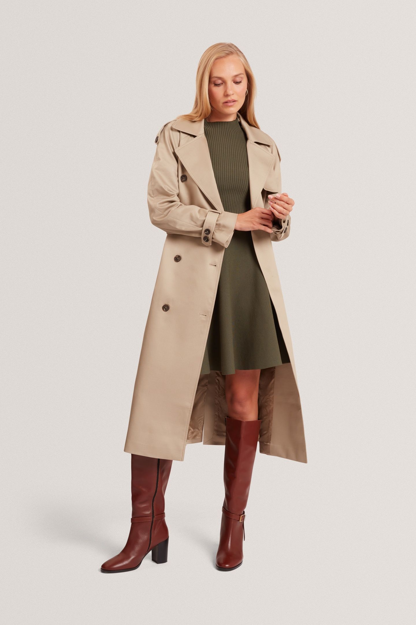 KINMO MIDI TRENCH COAT KHAKI 2