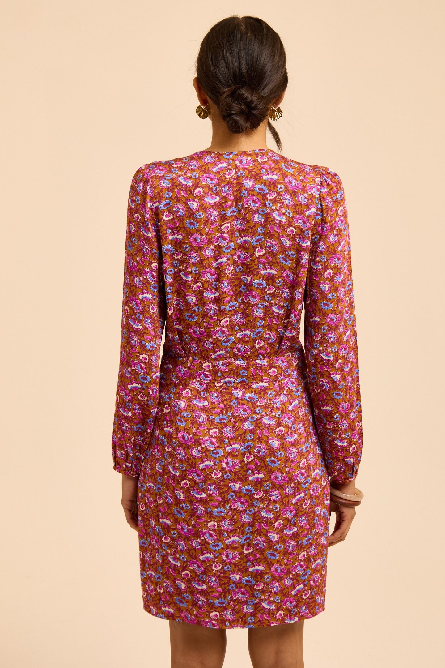 CAMEL DRESS WITH ANEMONE PRINT 2