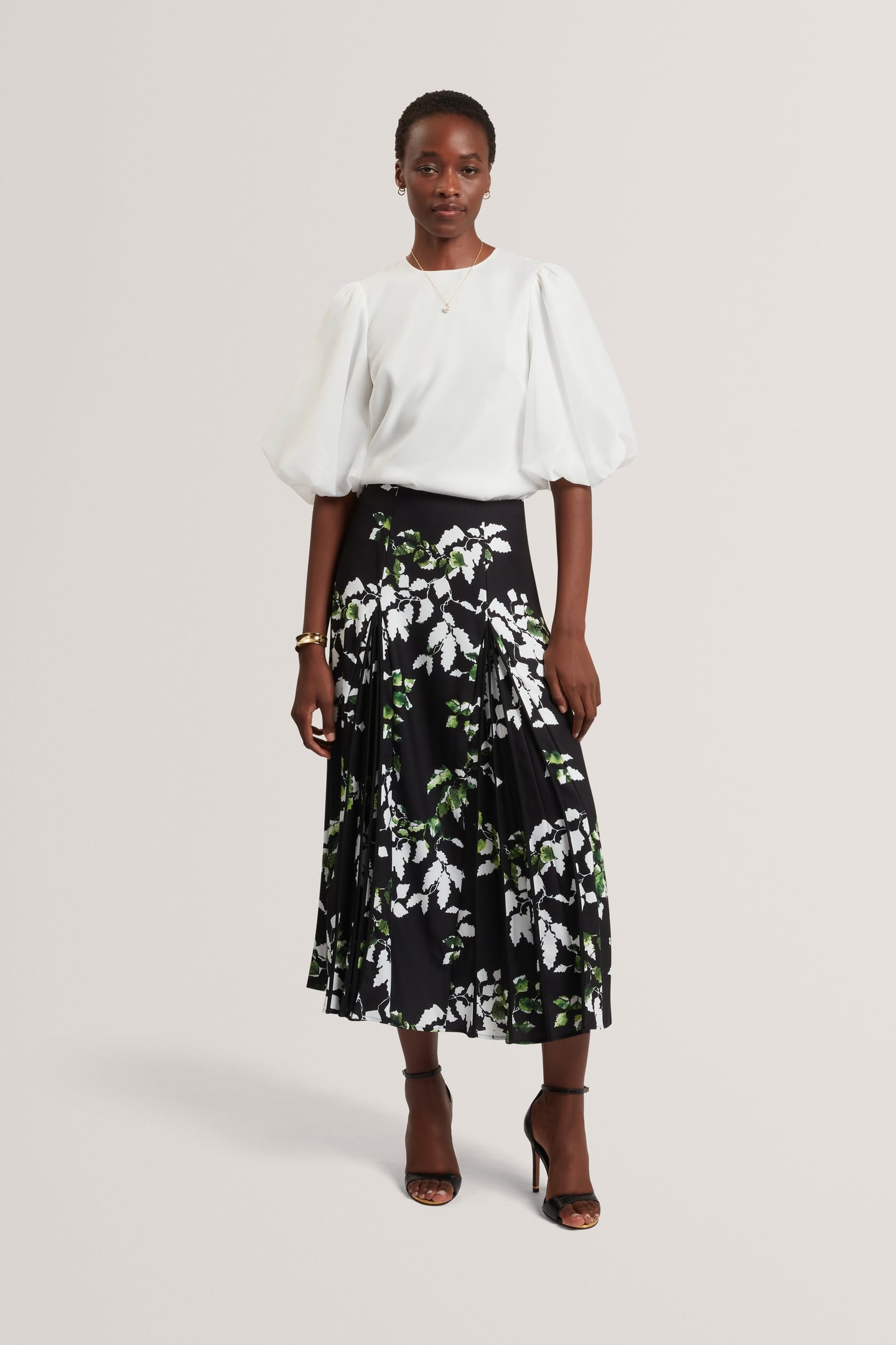 ORGANZA CREW NECK TOP WITH BALLOON SLEEVE IVORY 2