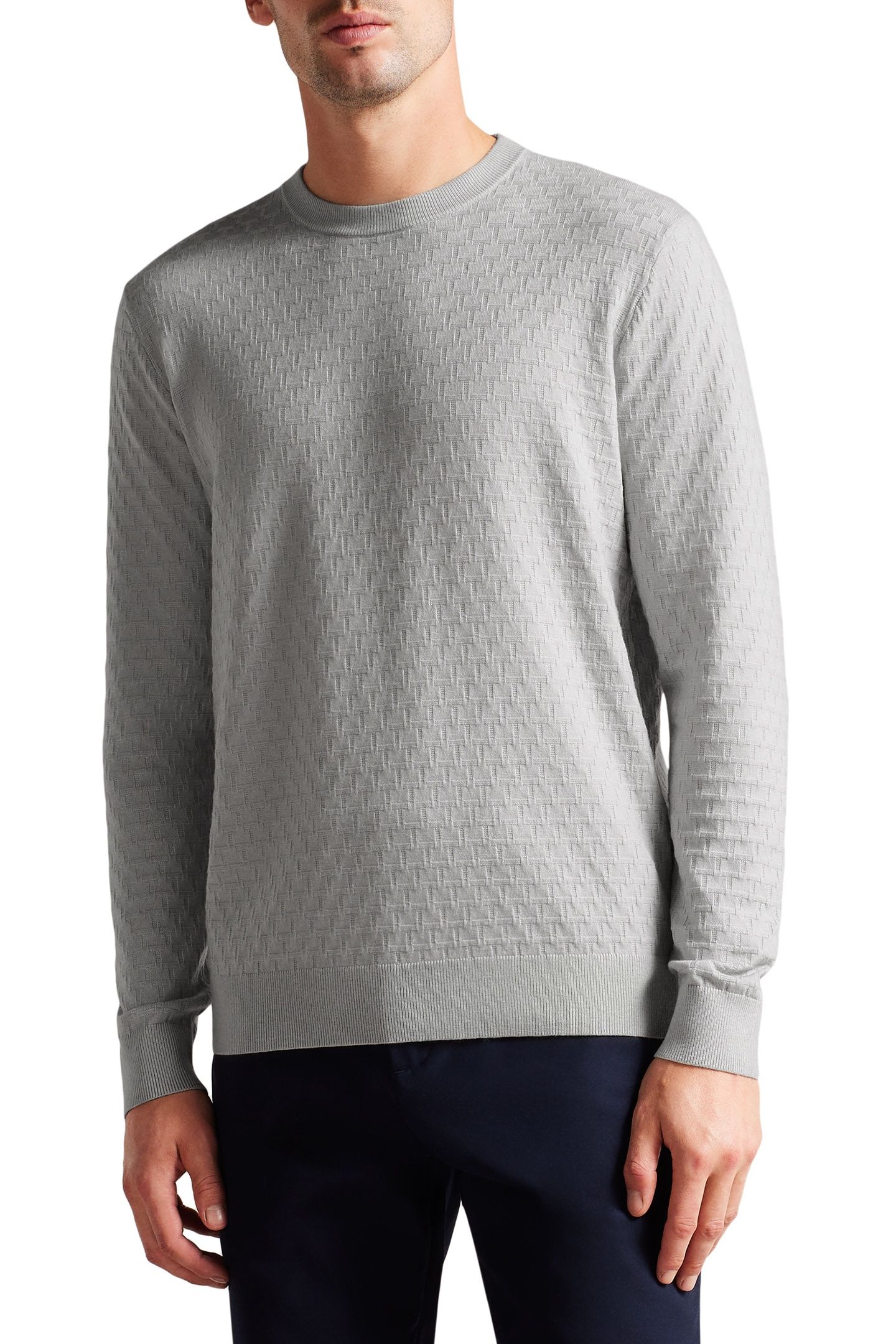 DARTELL LS REGULAR T STITCHED CREW NECK GREY 1