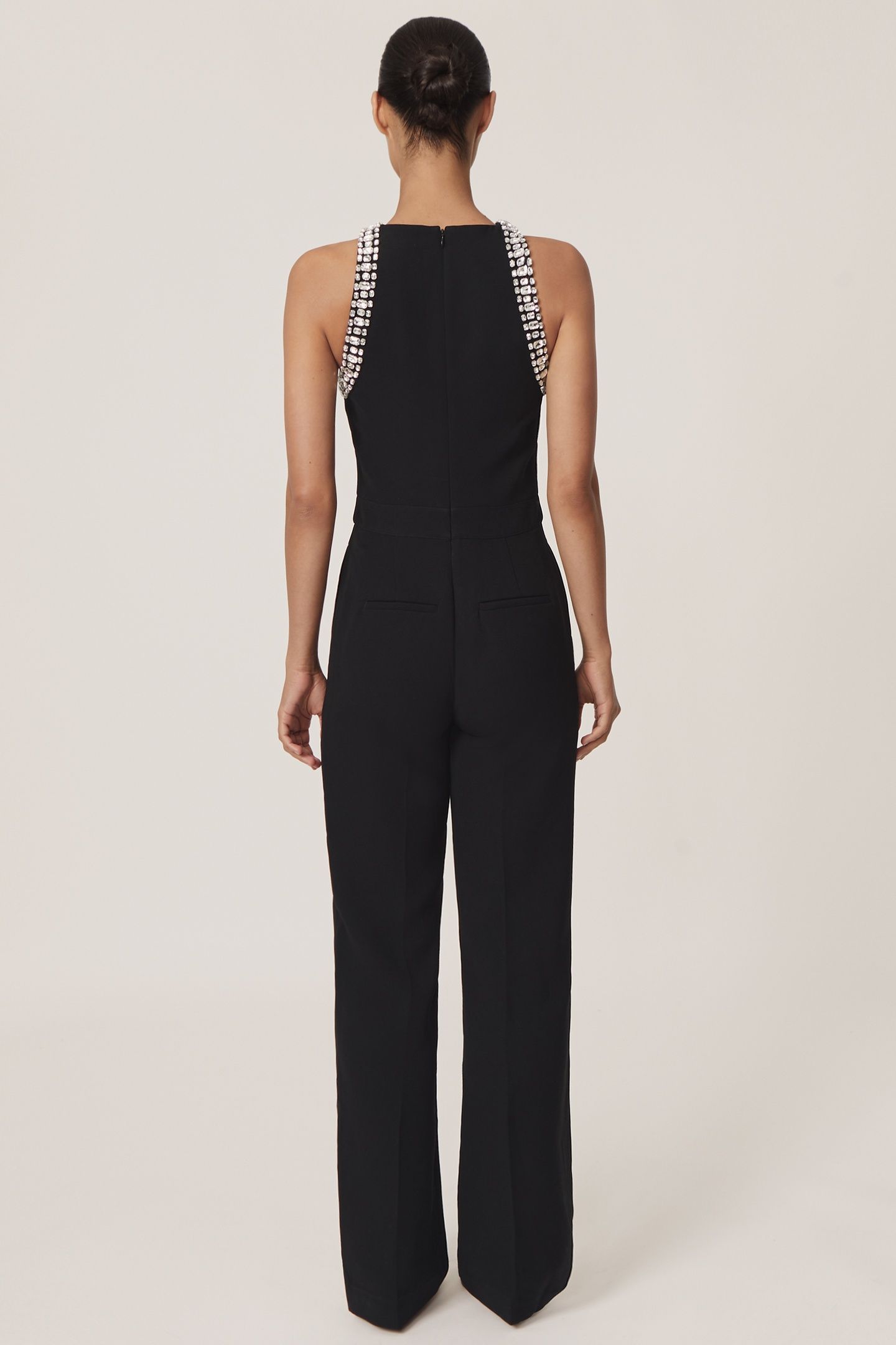 EMBELISHED TRIM DETAIL JUMPSUIT BLACK 2