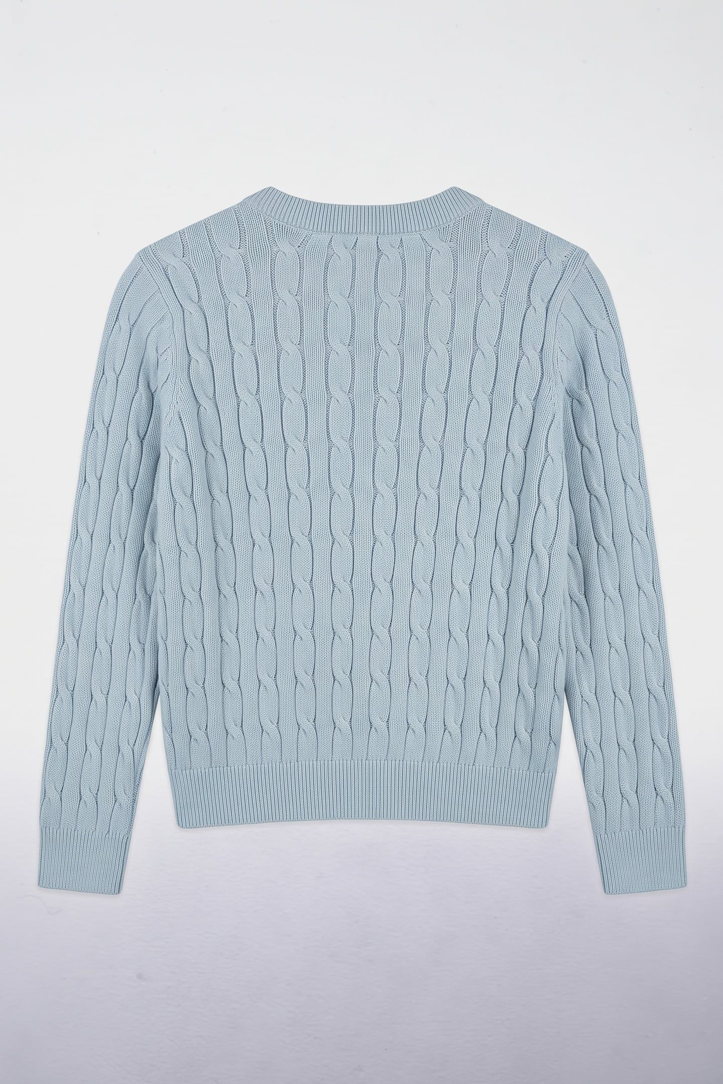 KIDS UNISEX COTTON CABLE SHIELD CREW CALMING BLUE 3