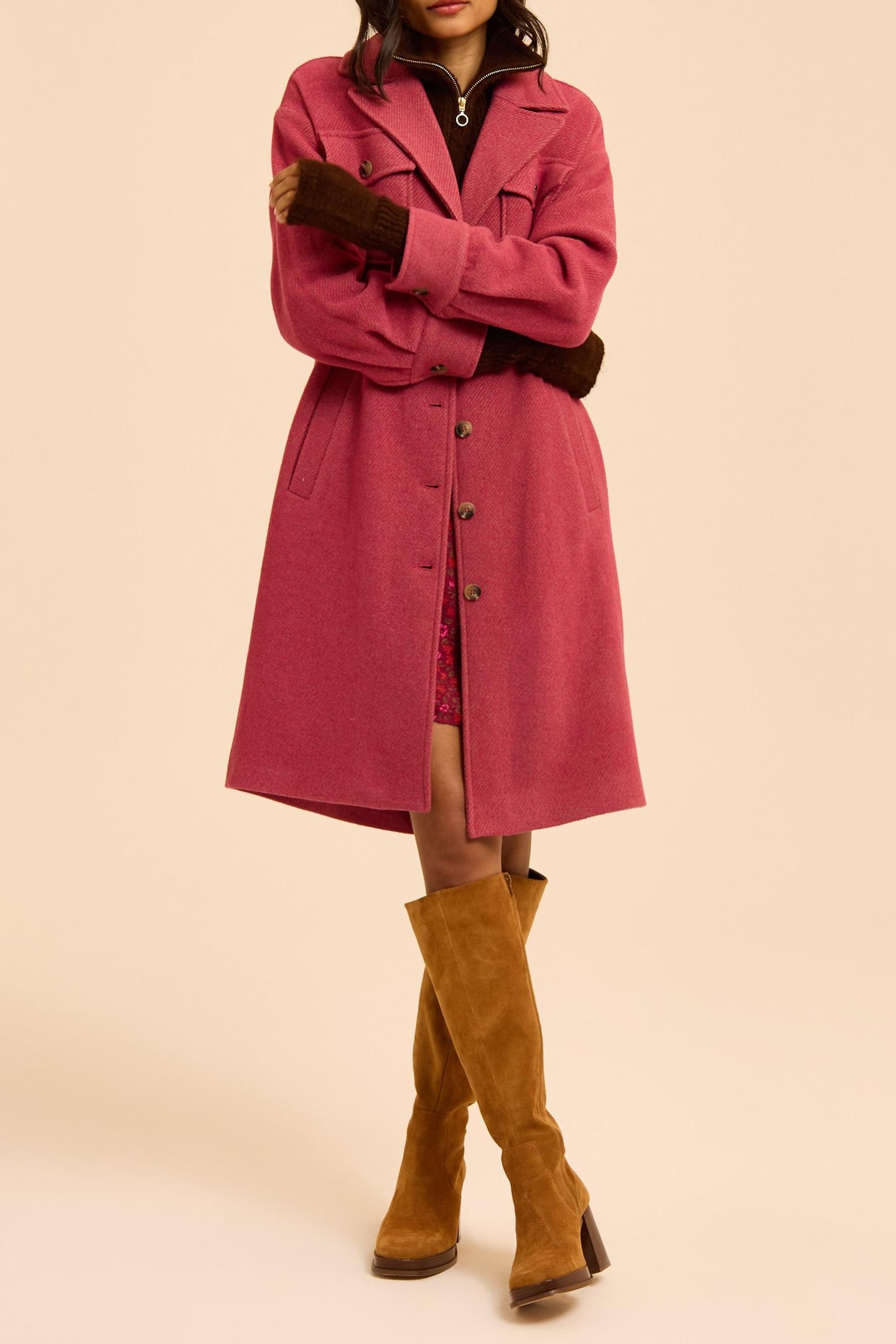 PINK STRIPED LONG COAT 3