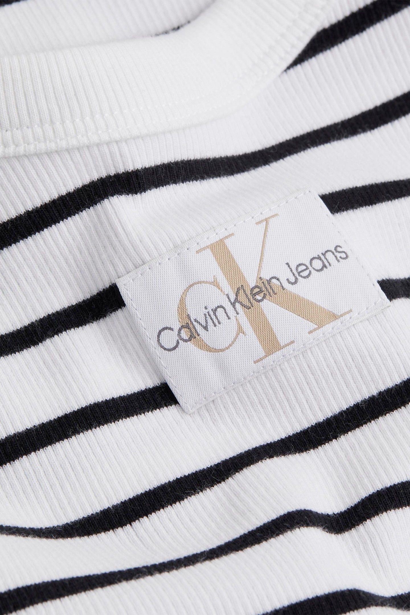 WOVEN LABEL RIB TANK BLACK/BRIGHT WHITE STRIPED 2