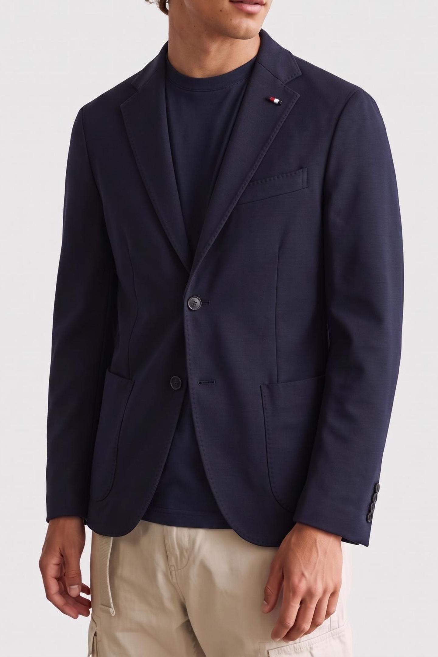 VISCOSE STRETCH JERSEY SUITING JACKET BLUE 1