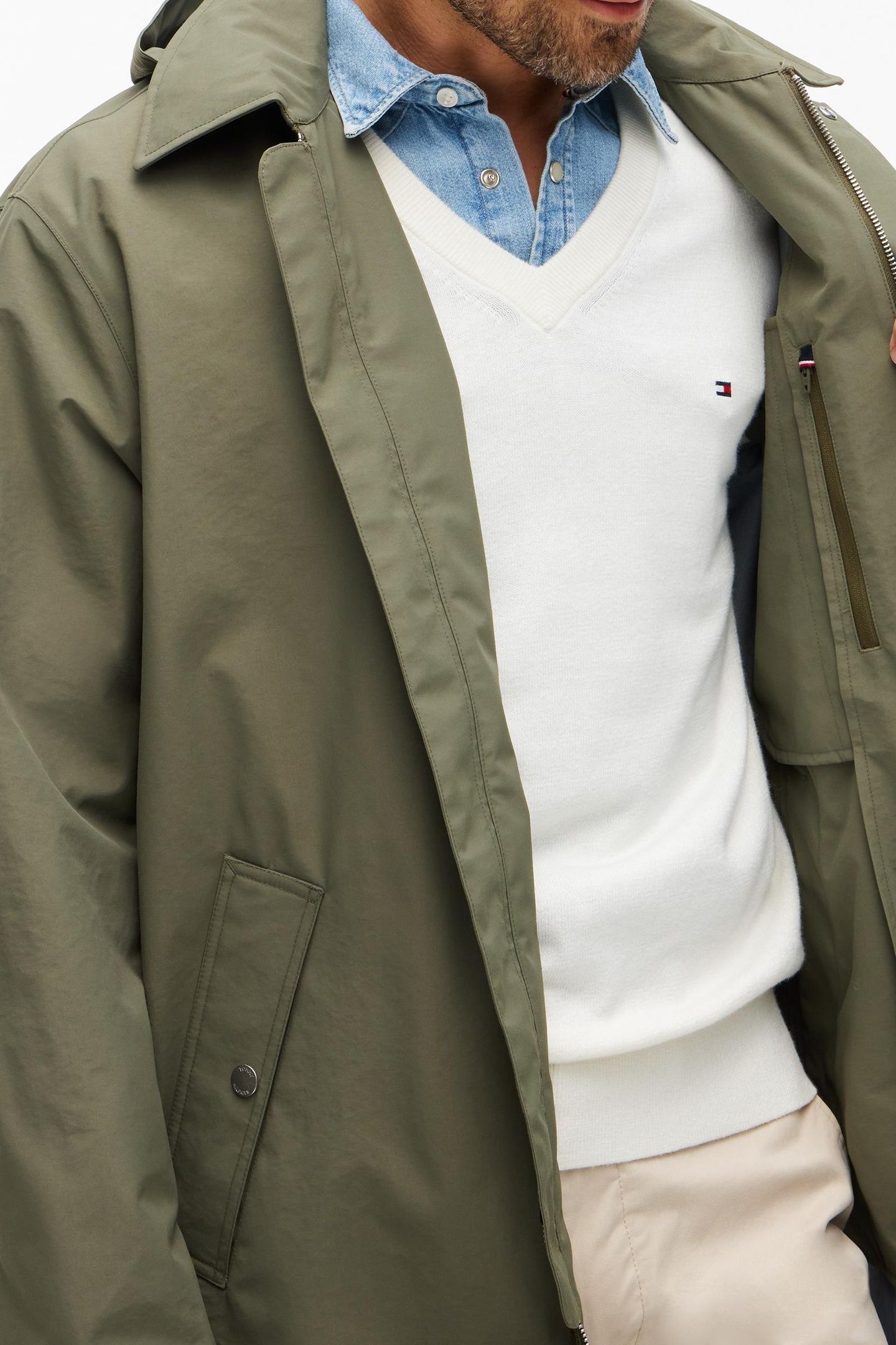 3-LAYER HOODED MAC COAT GREEN 5