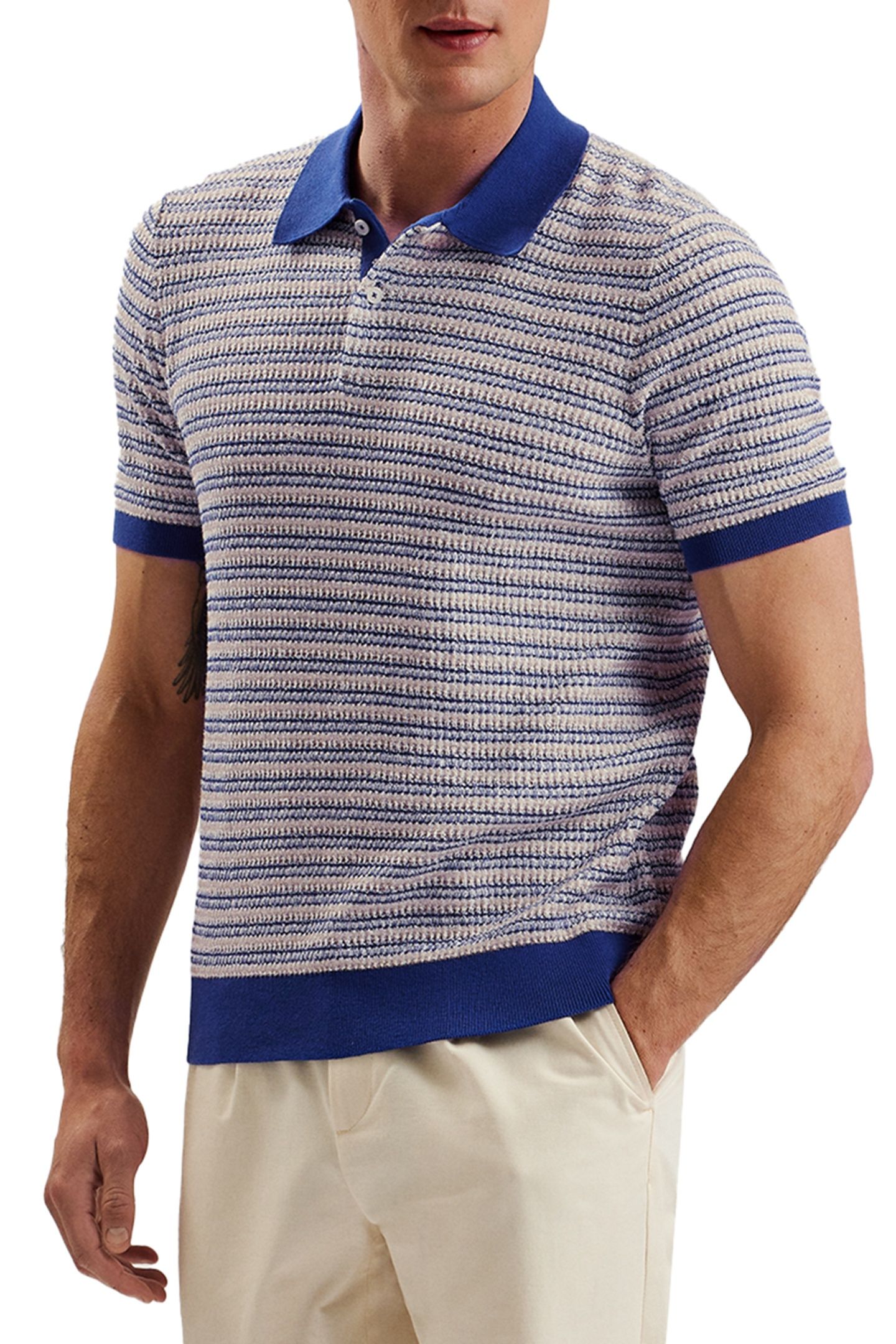 ATHER SS REGULAR TEXTURED STRIPE POLO BLUE 1