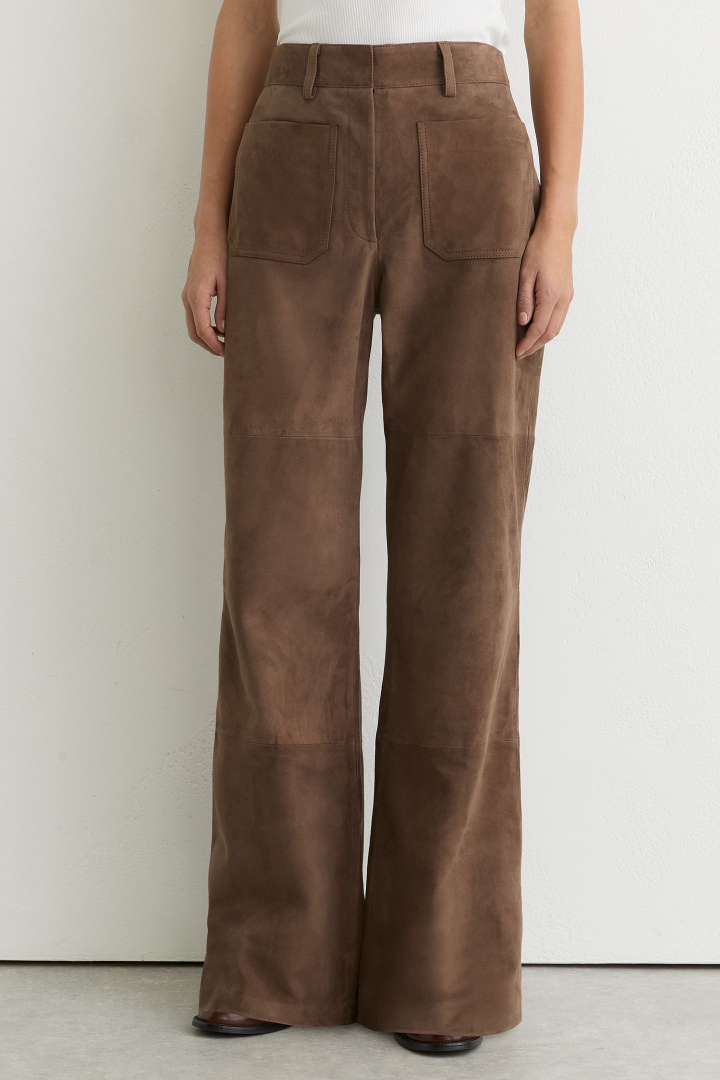 SUEDE FLARE TROUSER TAUPE NEUTRAL 3