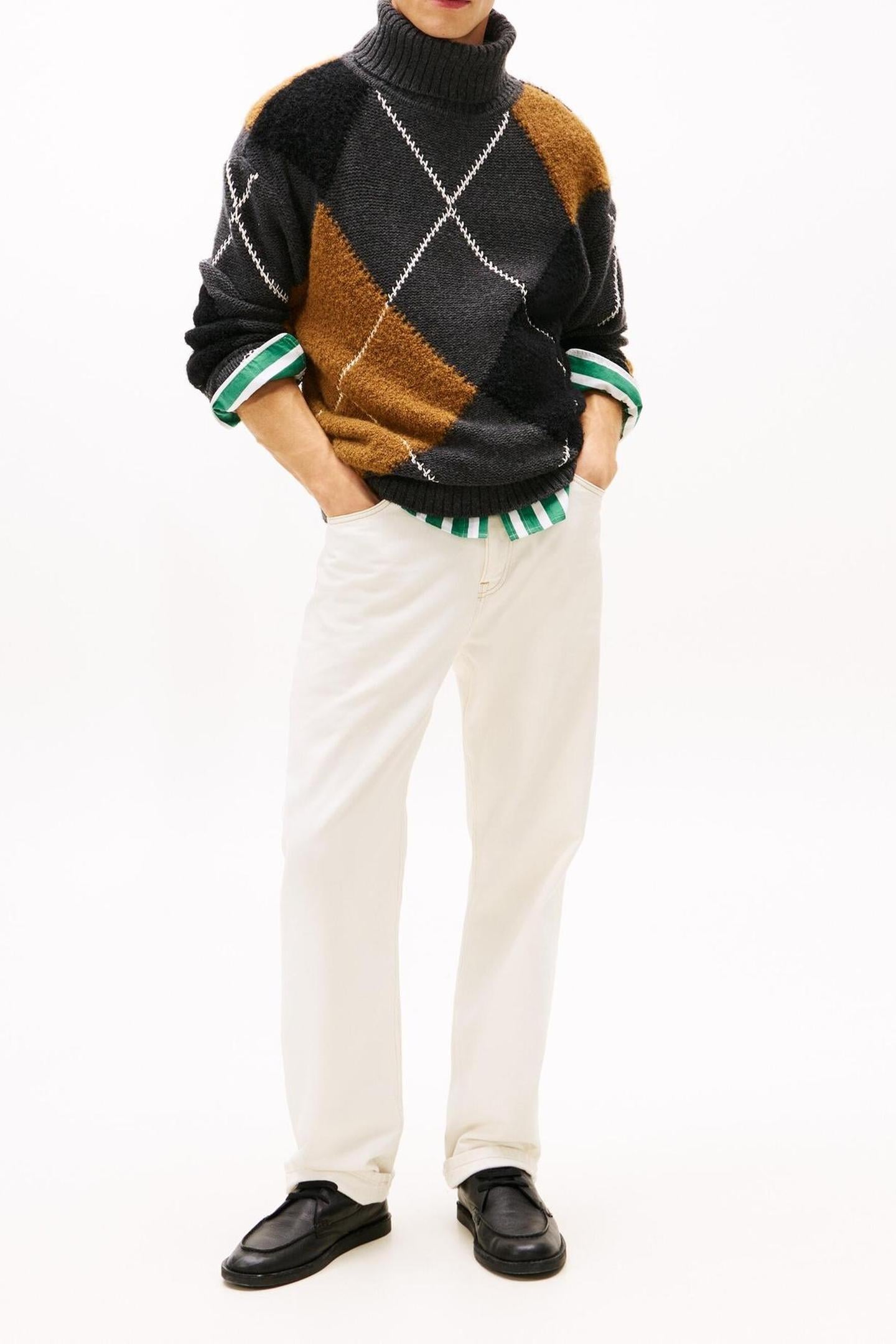 ARGYLE ROLL NECK DARK GREY HEATHER 4