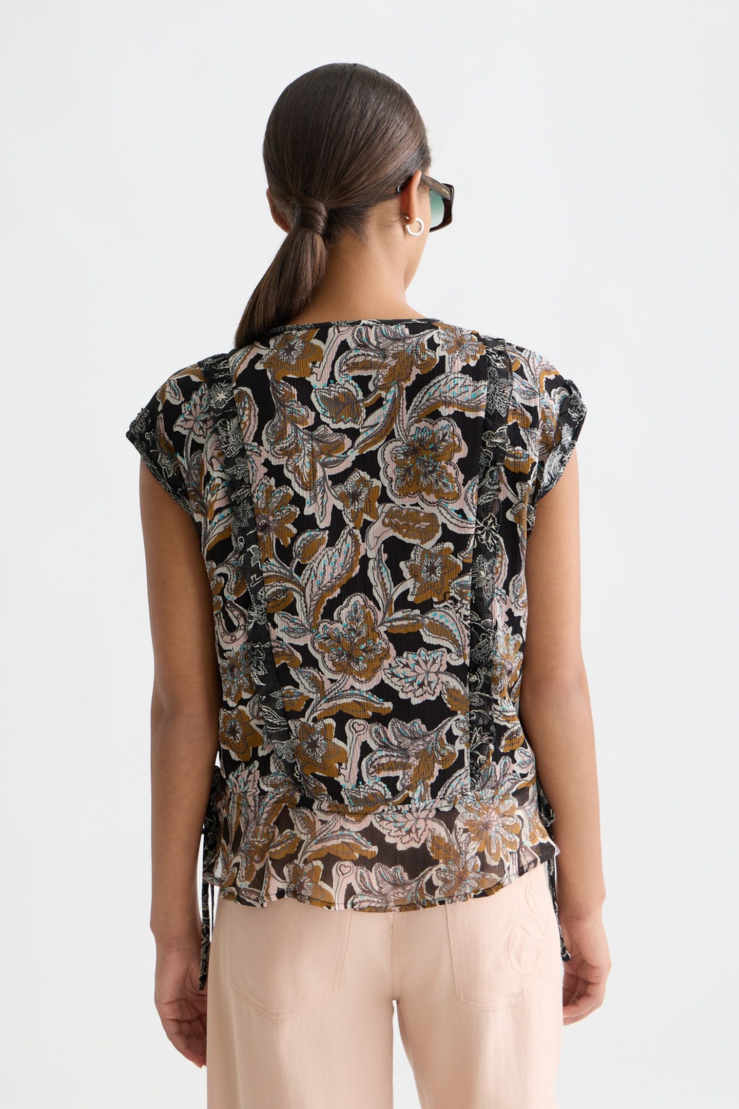 PRINTED CHIFFON TOP WITH RUFFLE DETAILS LUCKY BANDANA MULTI 2