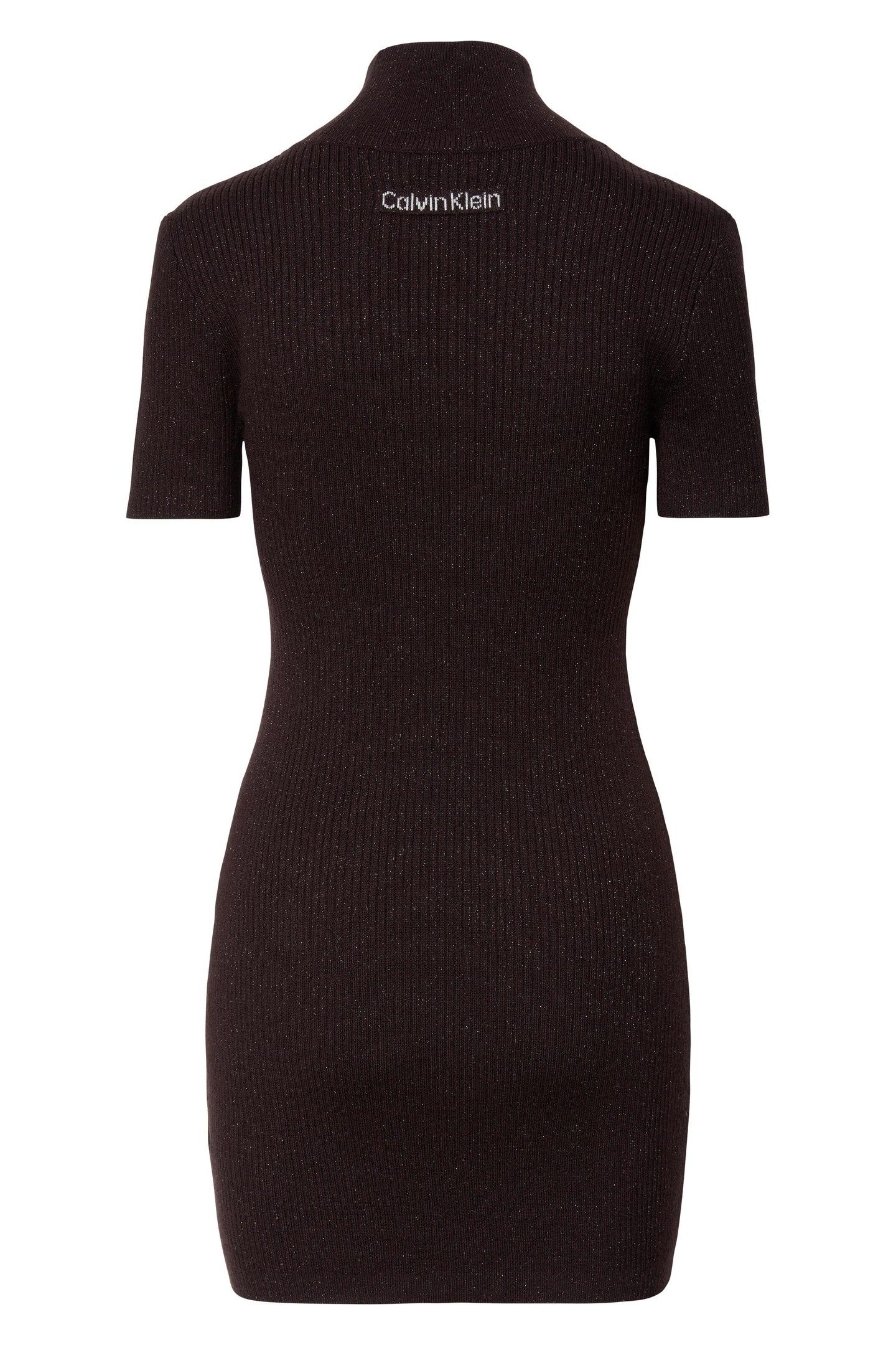 WOOL LUREX TNECK MINI DRESS MOCHA BROWN 2