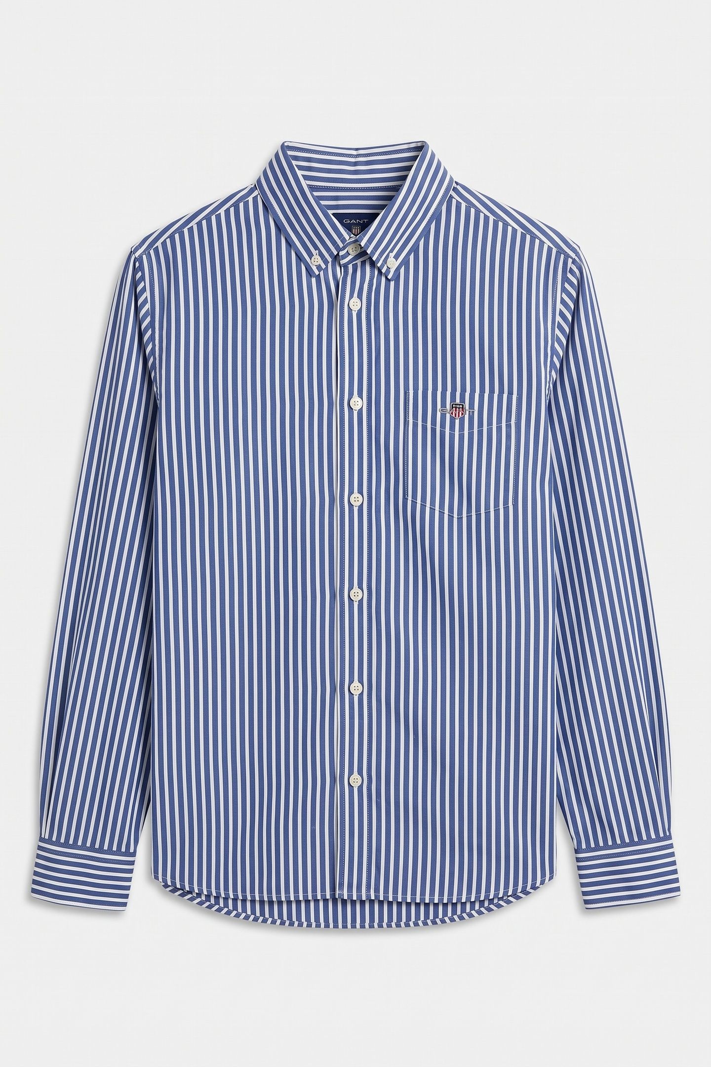 TEEN UNISEX STRIPED SHIELD POPLIN SHIRT COLLEGE BLUE 2