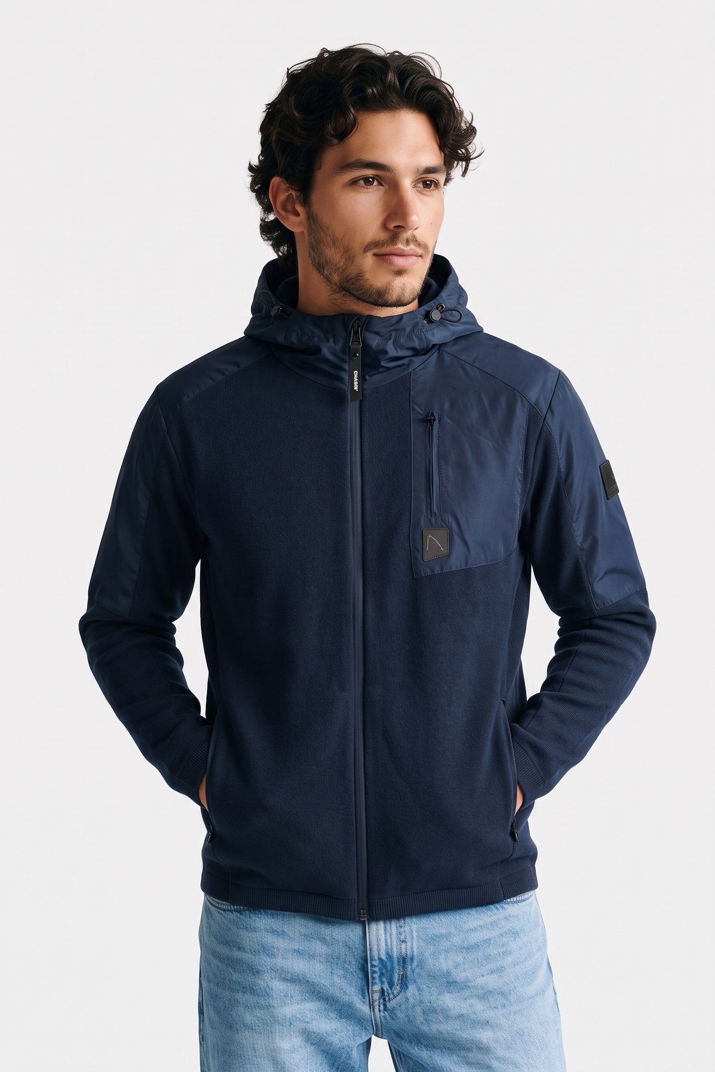 CARDIGAN KNIT KOBE ZIP DARK DENIM 1