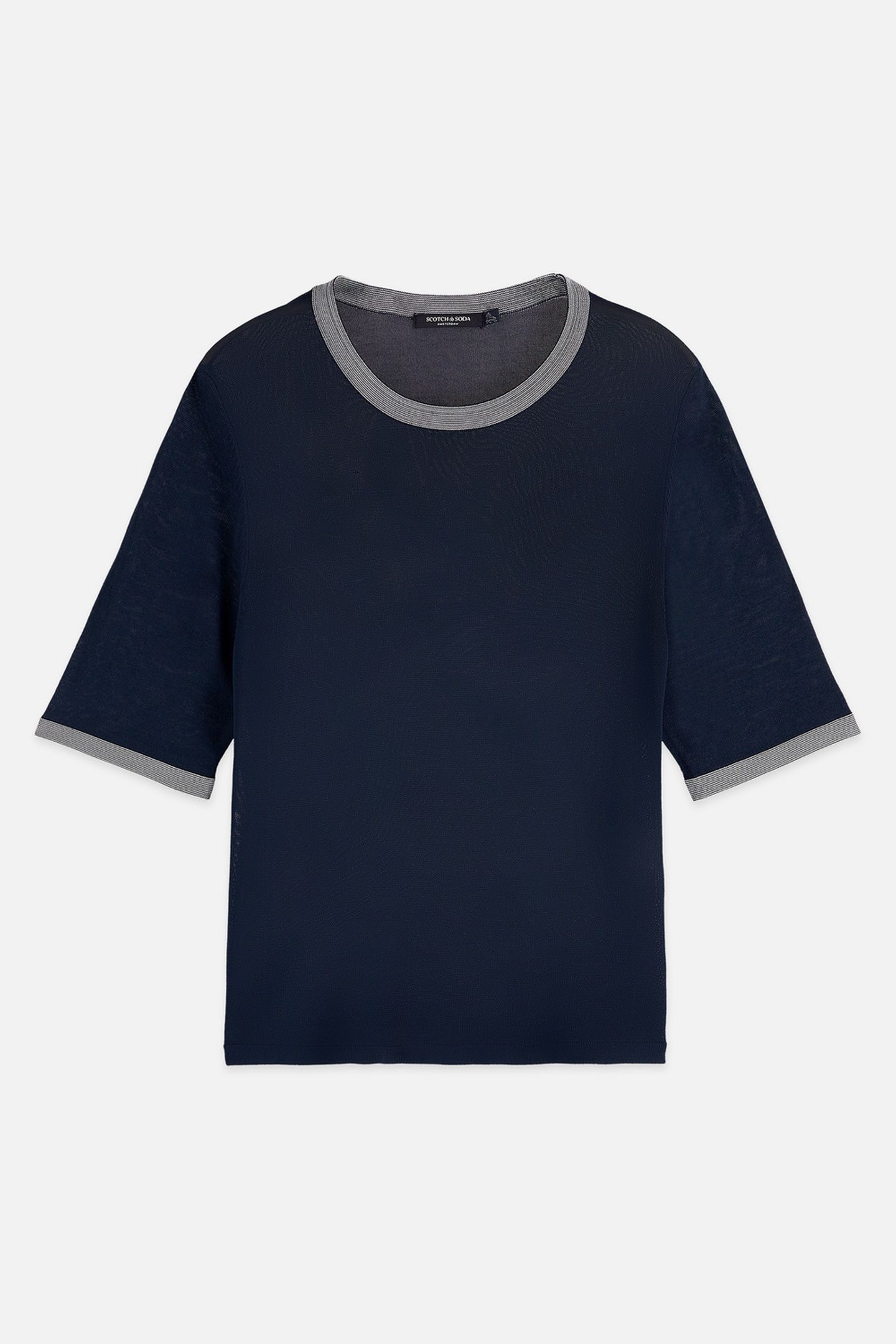 STRIPE TRIM SHORT SLEEVE PULLOVER CARBON 1