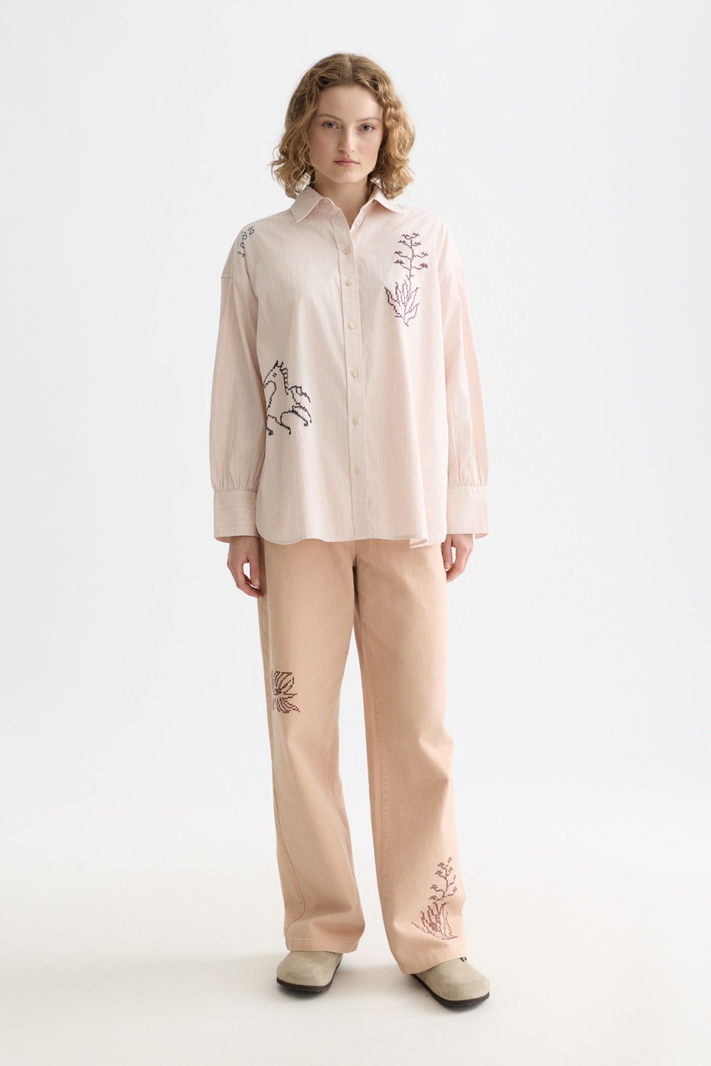 EMBROIDERY GIRLFRIEND SHIRT ROSE DUST STRIPE 3