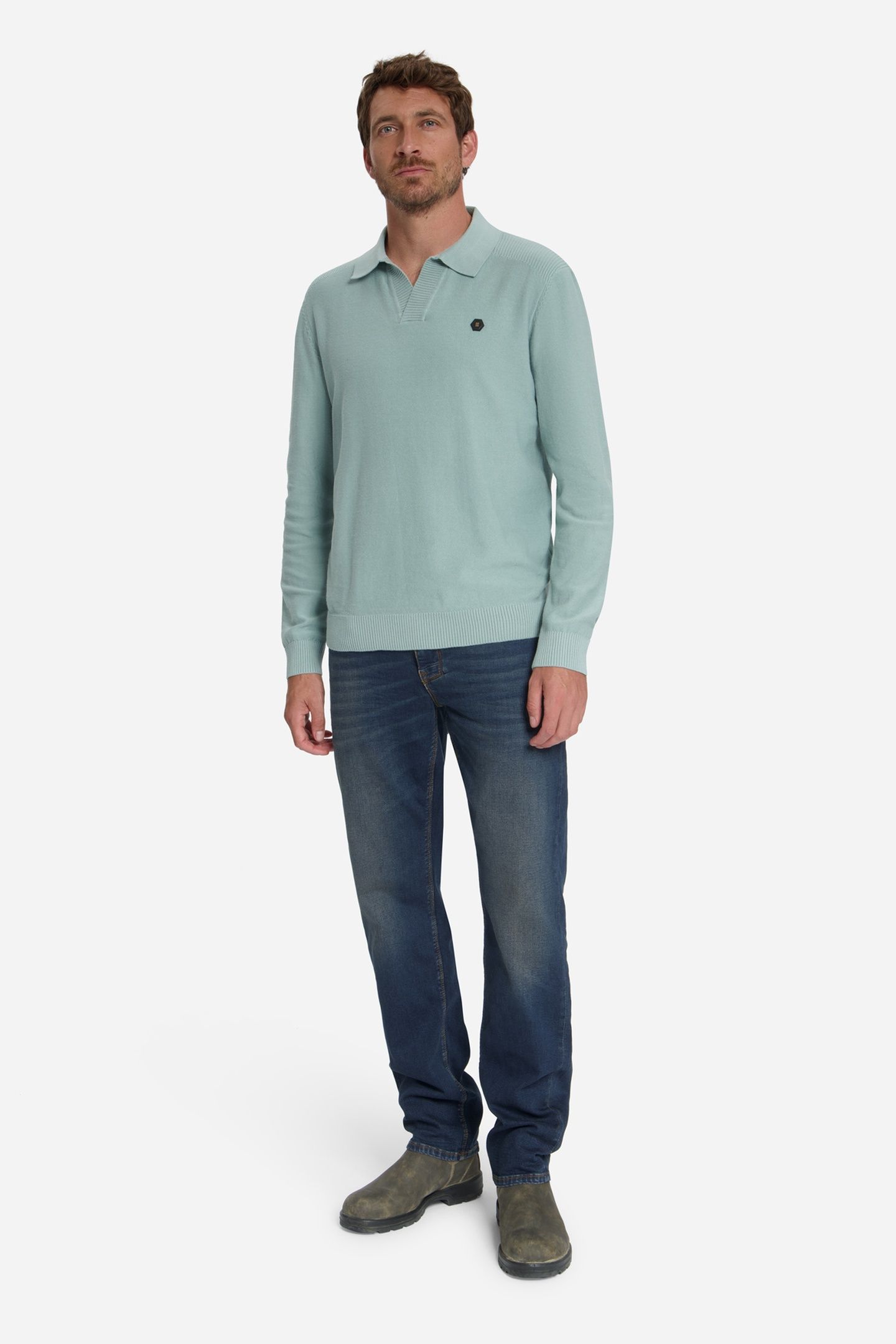 PULLOVER V-COLLAR SHOULDER DETAIL DUSTY BLUE 1