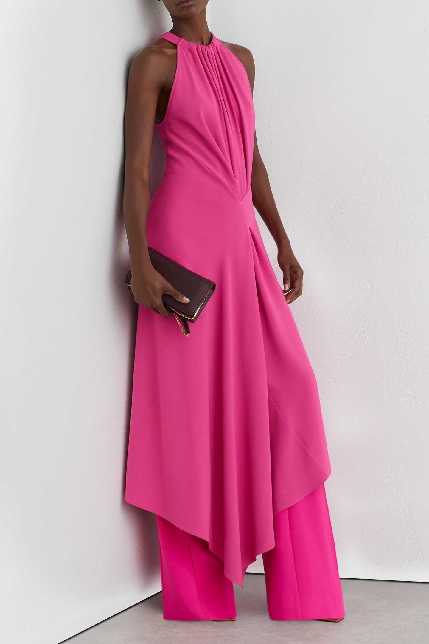 DRAPE DETAIL OCCASION MIDI DRESS RASPBERRY PINK 2