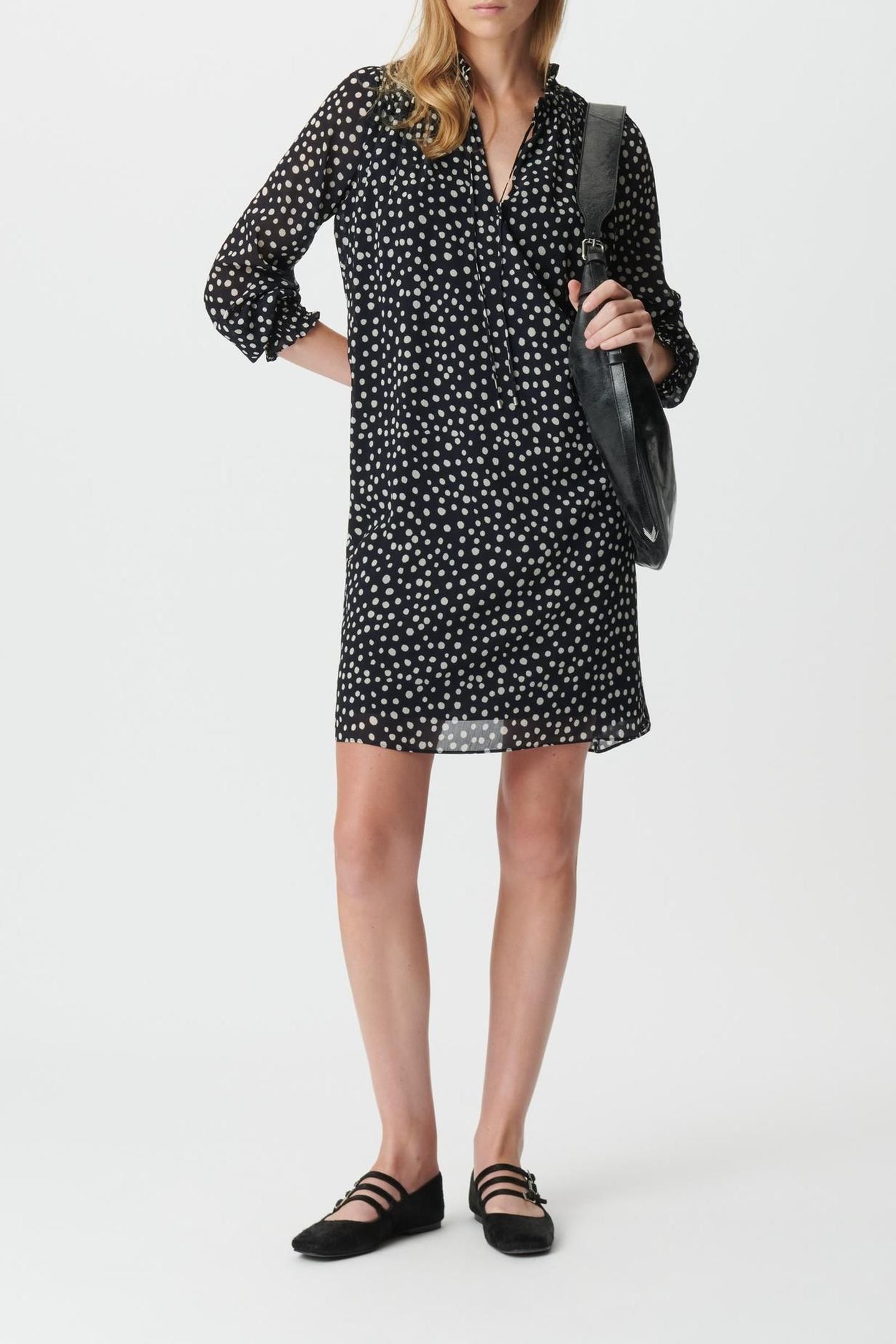 NAVY POLKA DOT PRINT SHORT DRESS 3