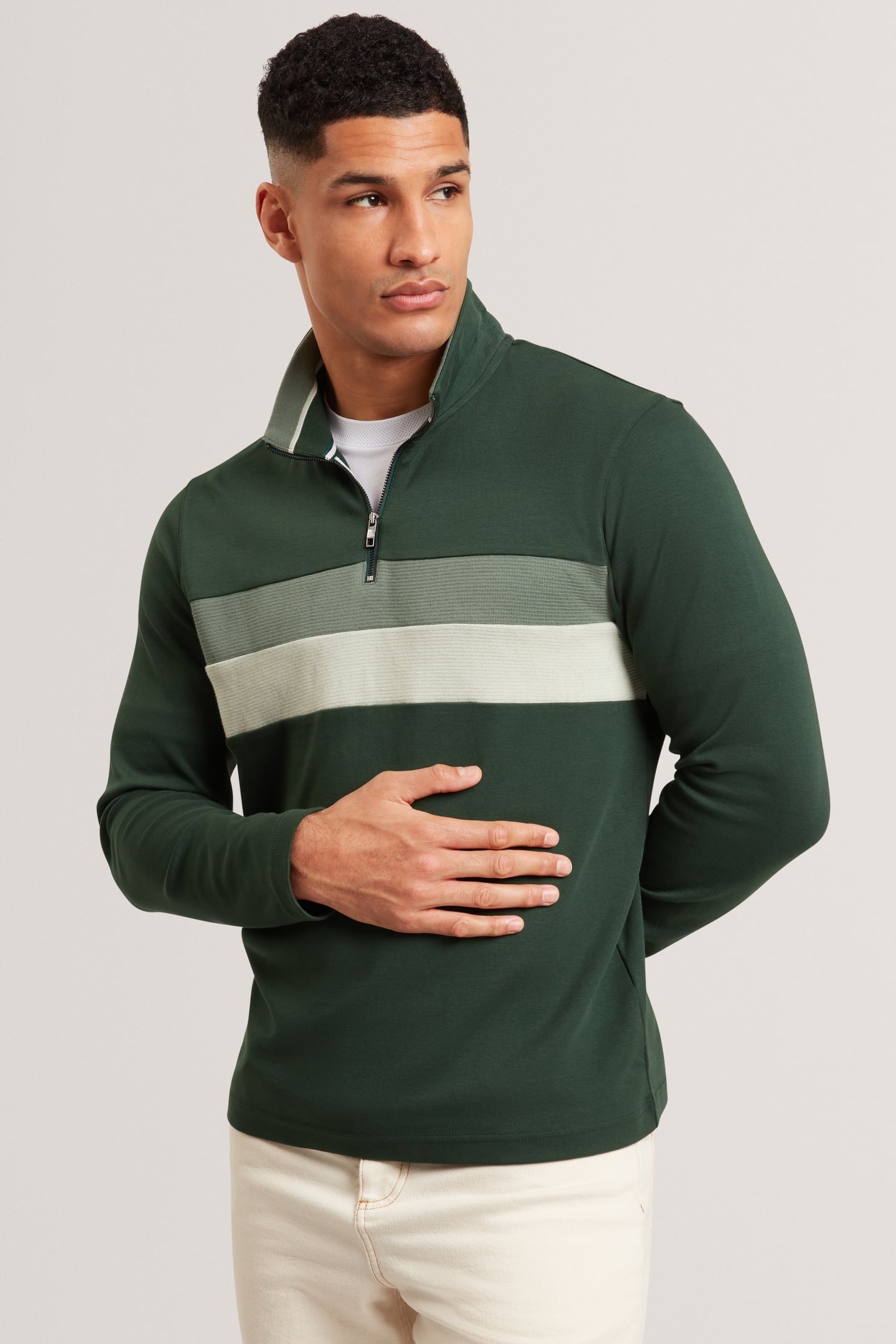 LS REGULAR FIT HALF ZIP GREEN 1