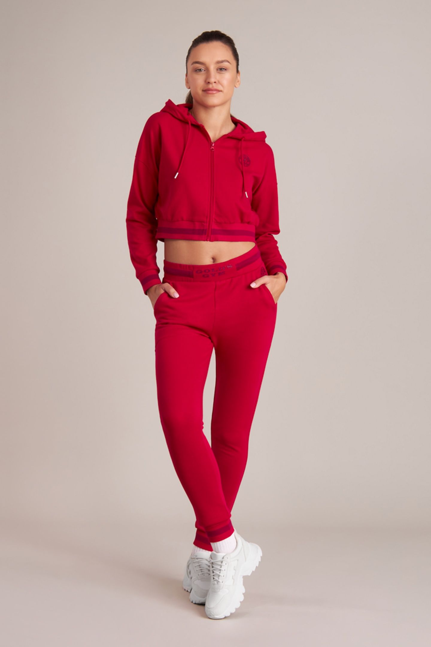 LADIES CROPPED HOODIE RED 1