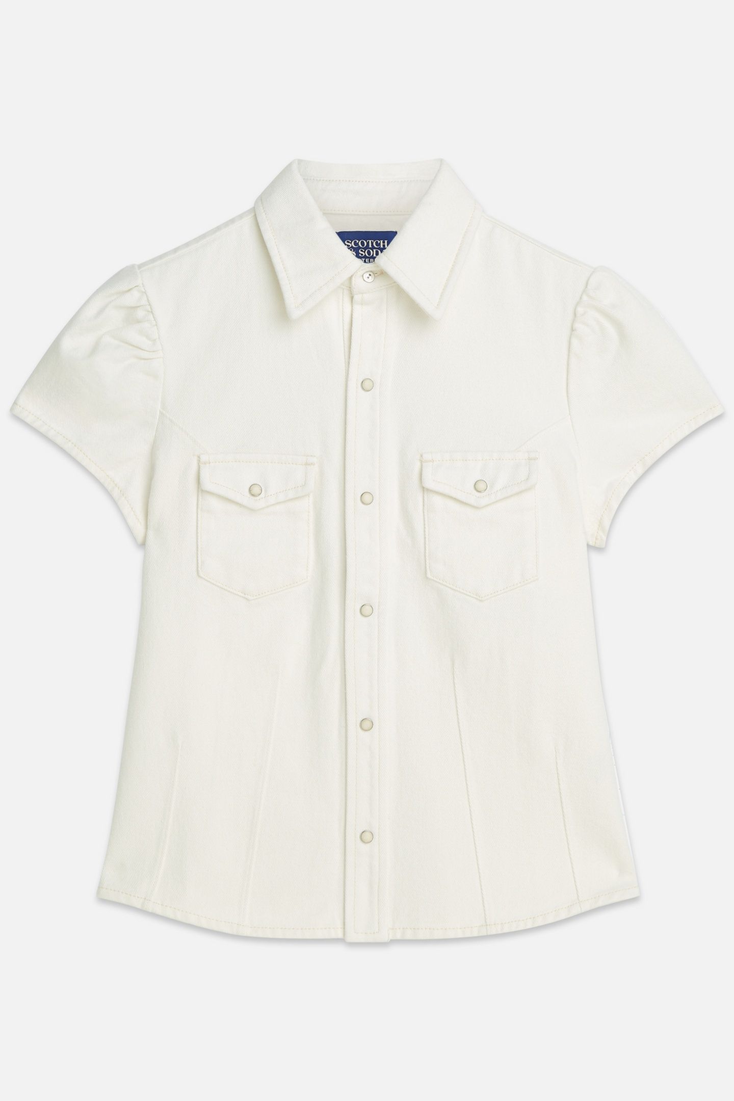 CAP SLEEVE FITTED DENIM SHIRT STARDUST WHITE 1