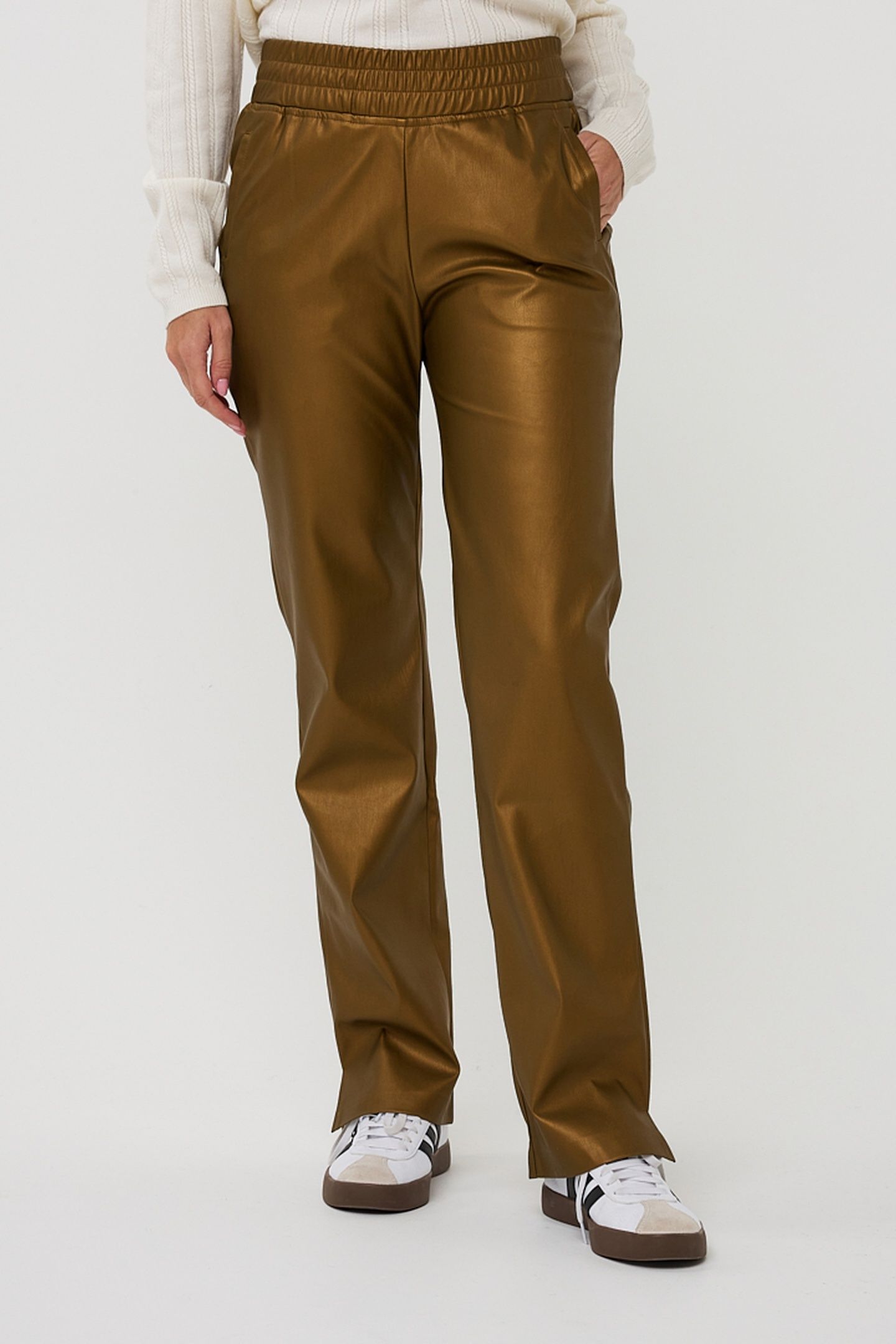 TROUSERS JOGGER VEGAN LEATHER GOLDEN OLIVE 1