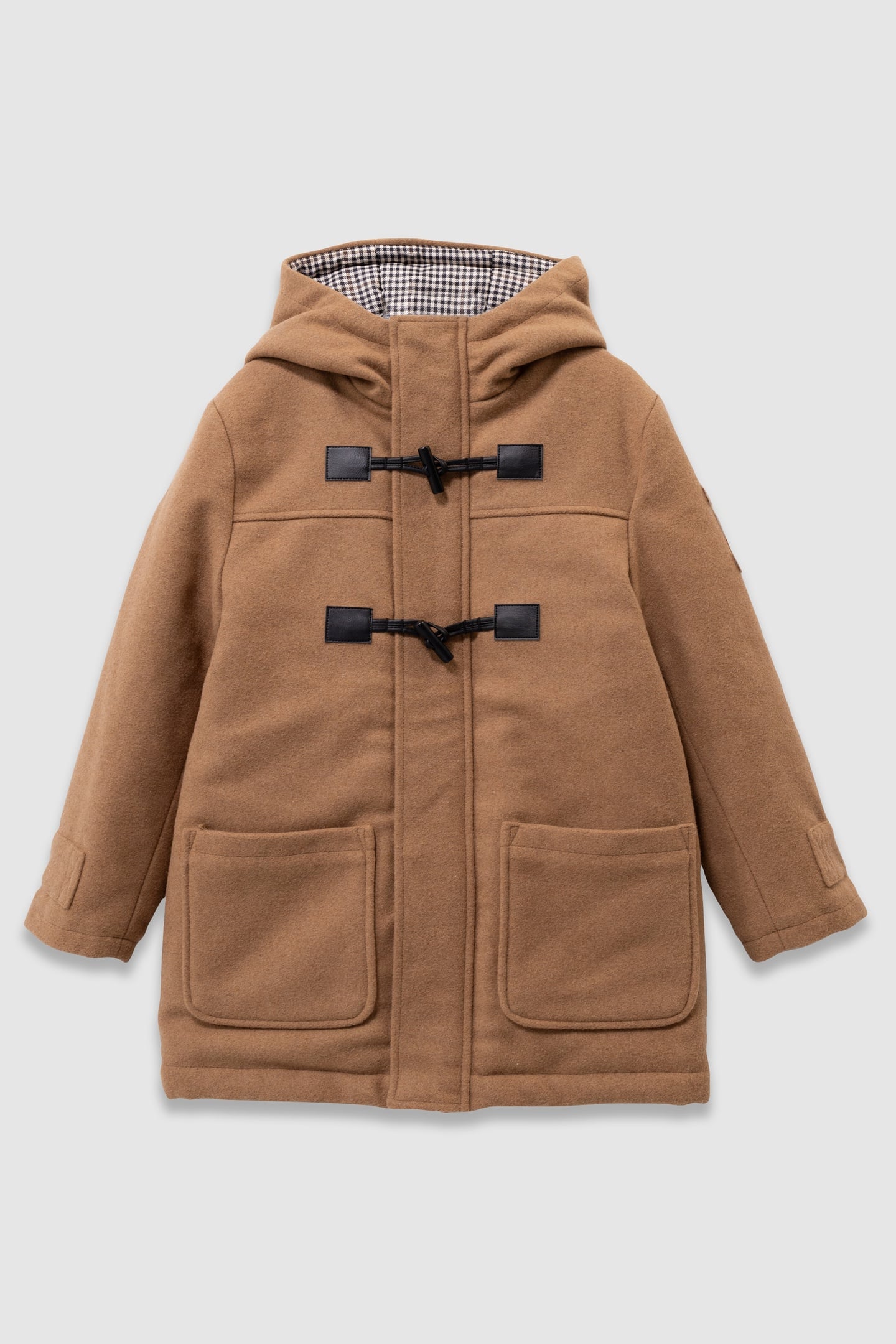 BOYS’ BEIGE WOOLCLOTH DUFFLE-COAT-STYLE HOODED COAT 1