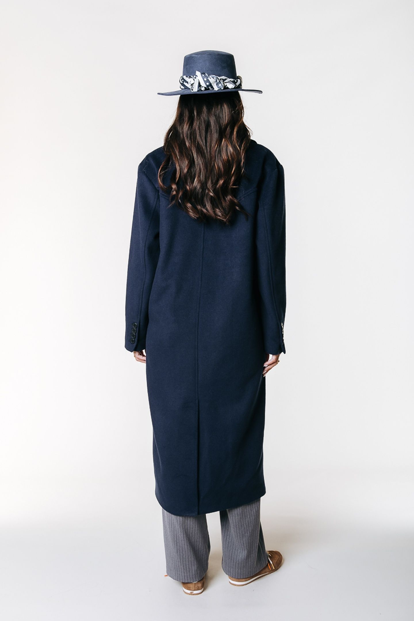 ZANIA DOUBLE BREASTED WOOL LONG COAT NAVY 3