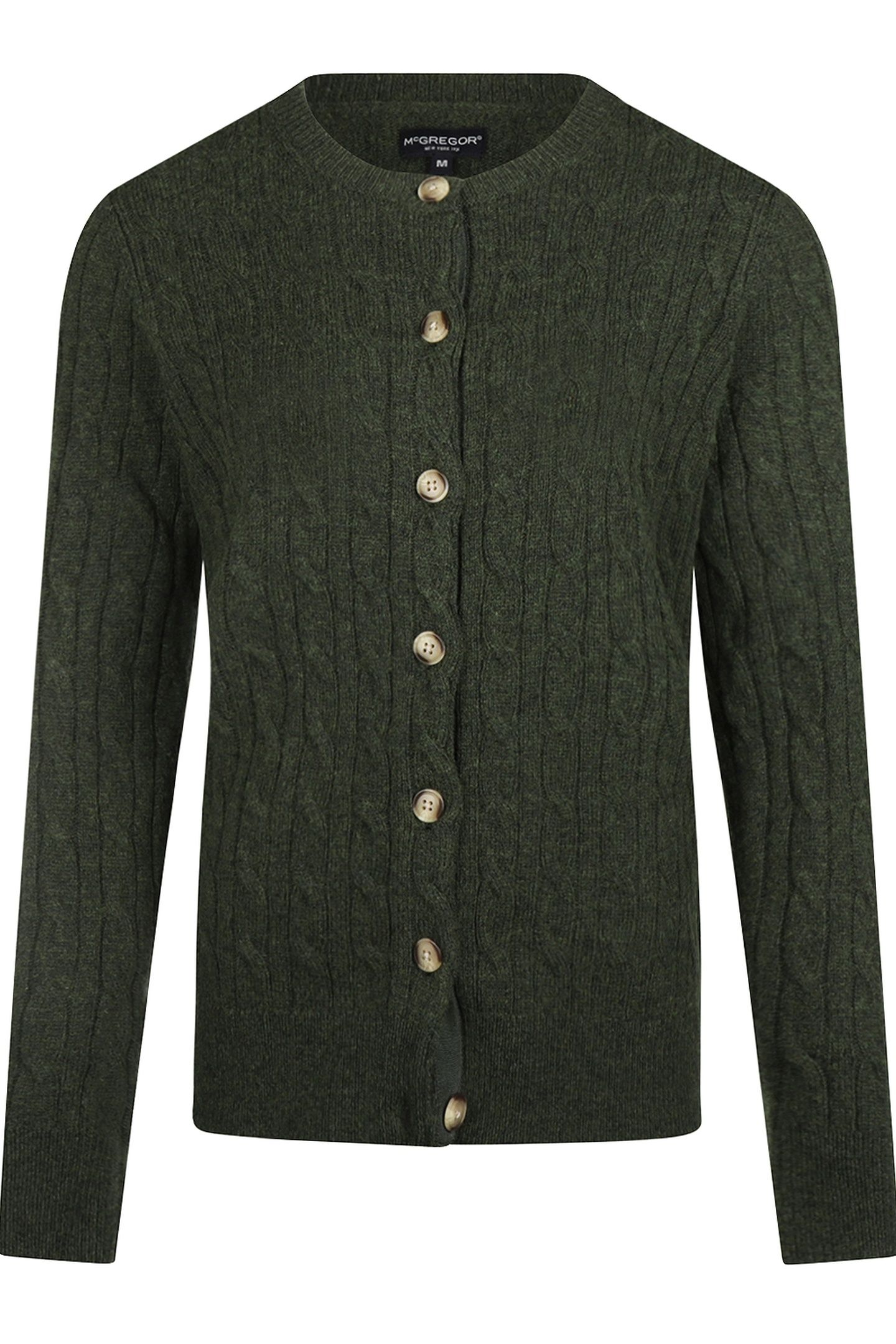 BUTTON CABLE CARDIGAN DARK OLIVE 1