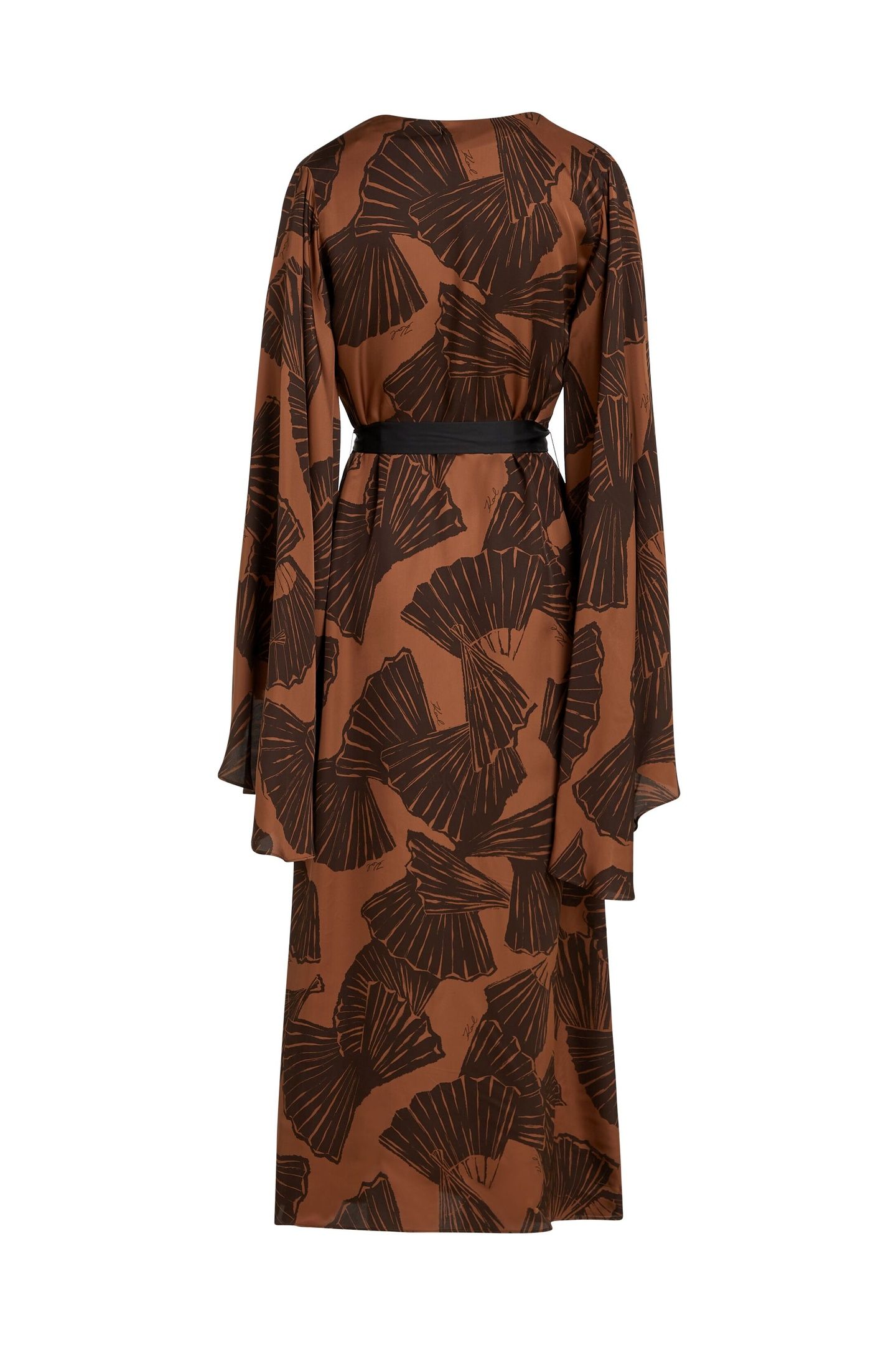 PRINTED FLUID KAFTAN GRAPHIC FAN FRIAR BROWN 5
