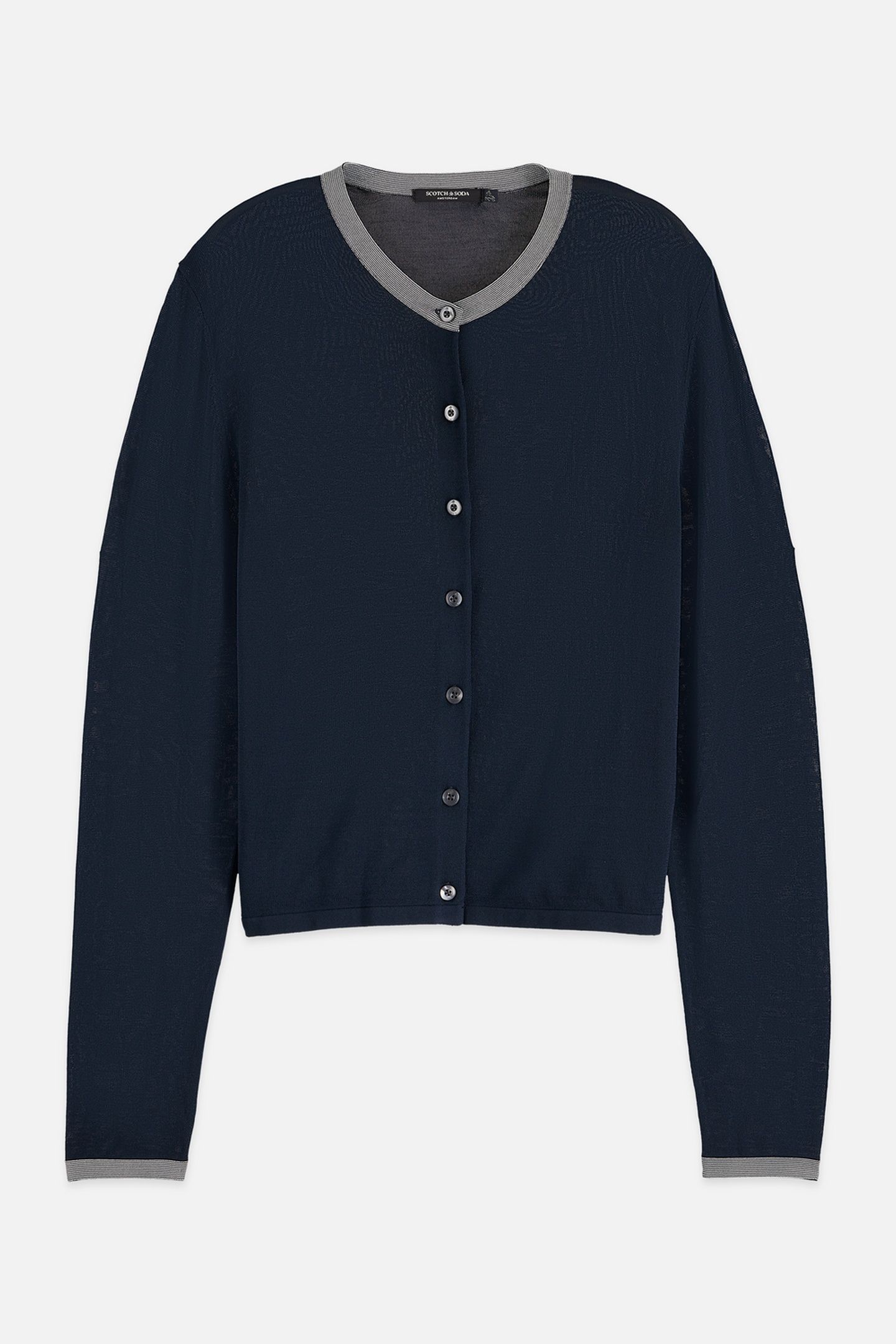 STRIPE TRIM RELAXED CARDIGAN CARBON 1
