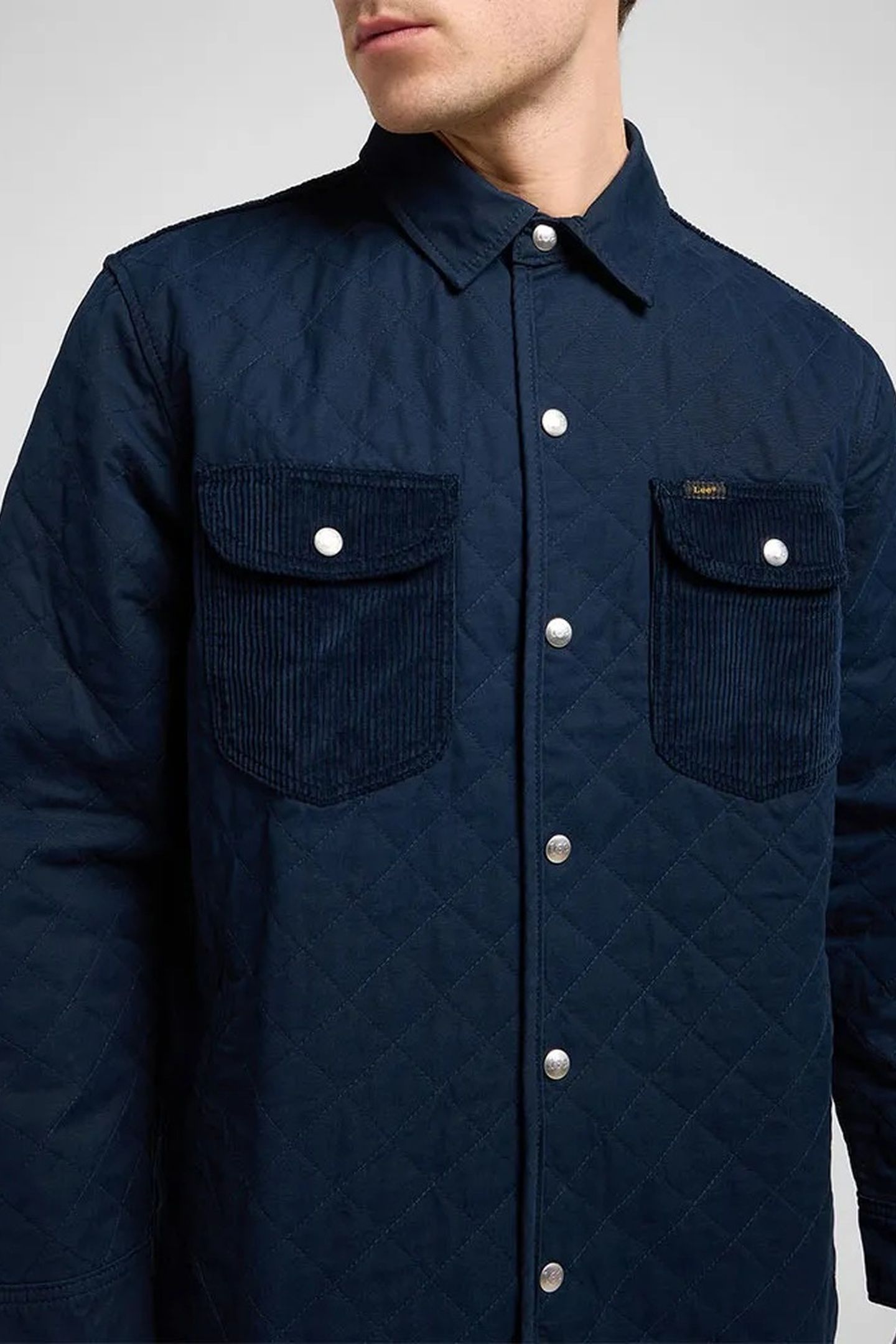 MIXED MEDIA OVERSHIRT RIVET NAVY REGULAR BLUE 6