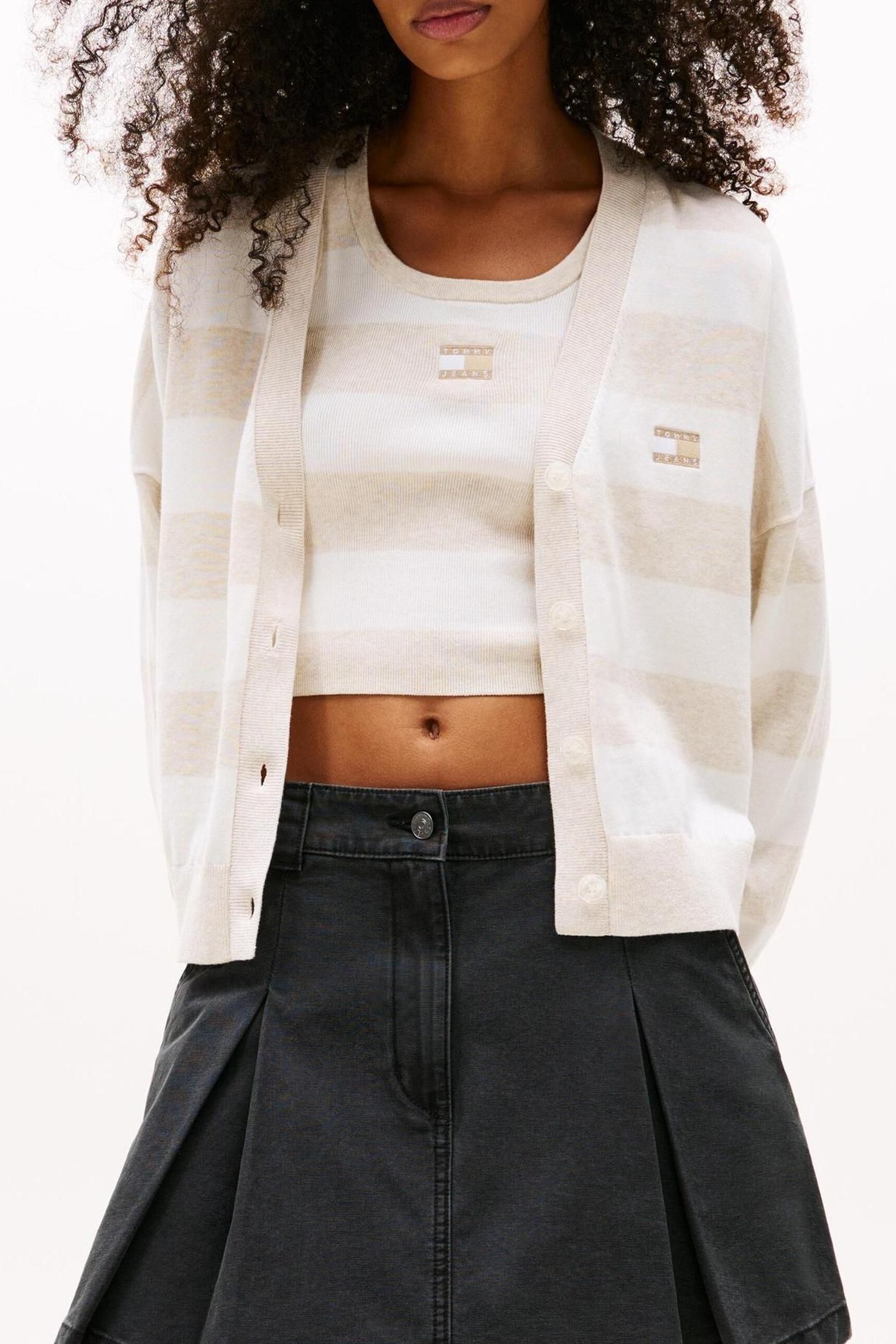 TJW RELAXED STRIPE CARDIGAN OATMEAL HEATHER/STRIPE 1