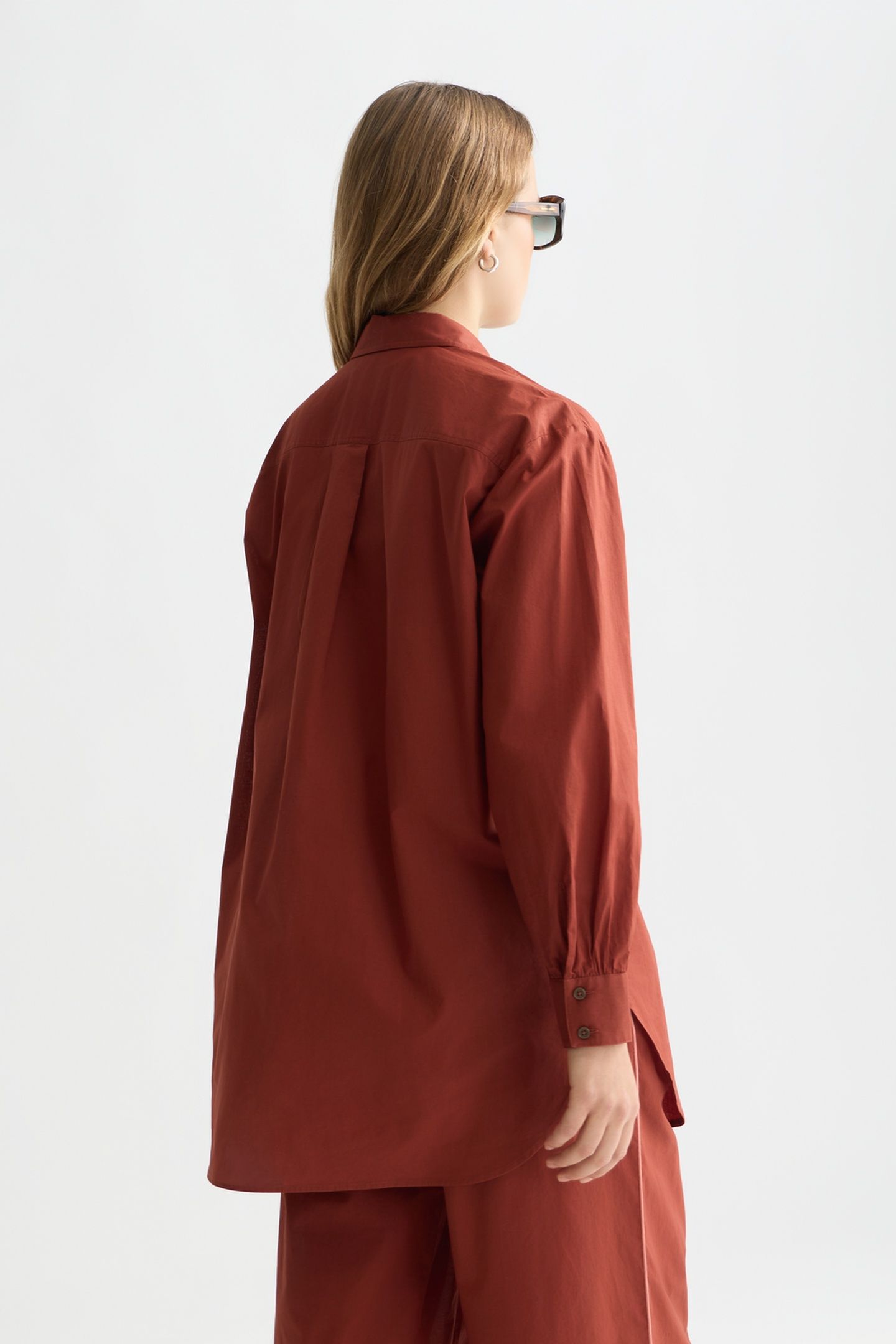 COTTON VOILE OVERSIZED SHIRT BURNT HENNA 2