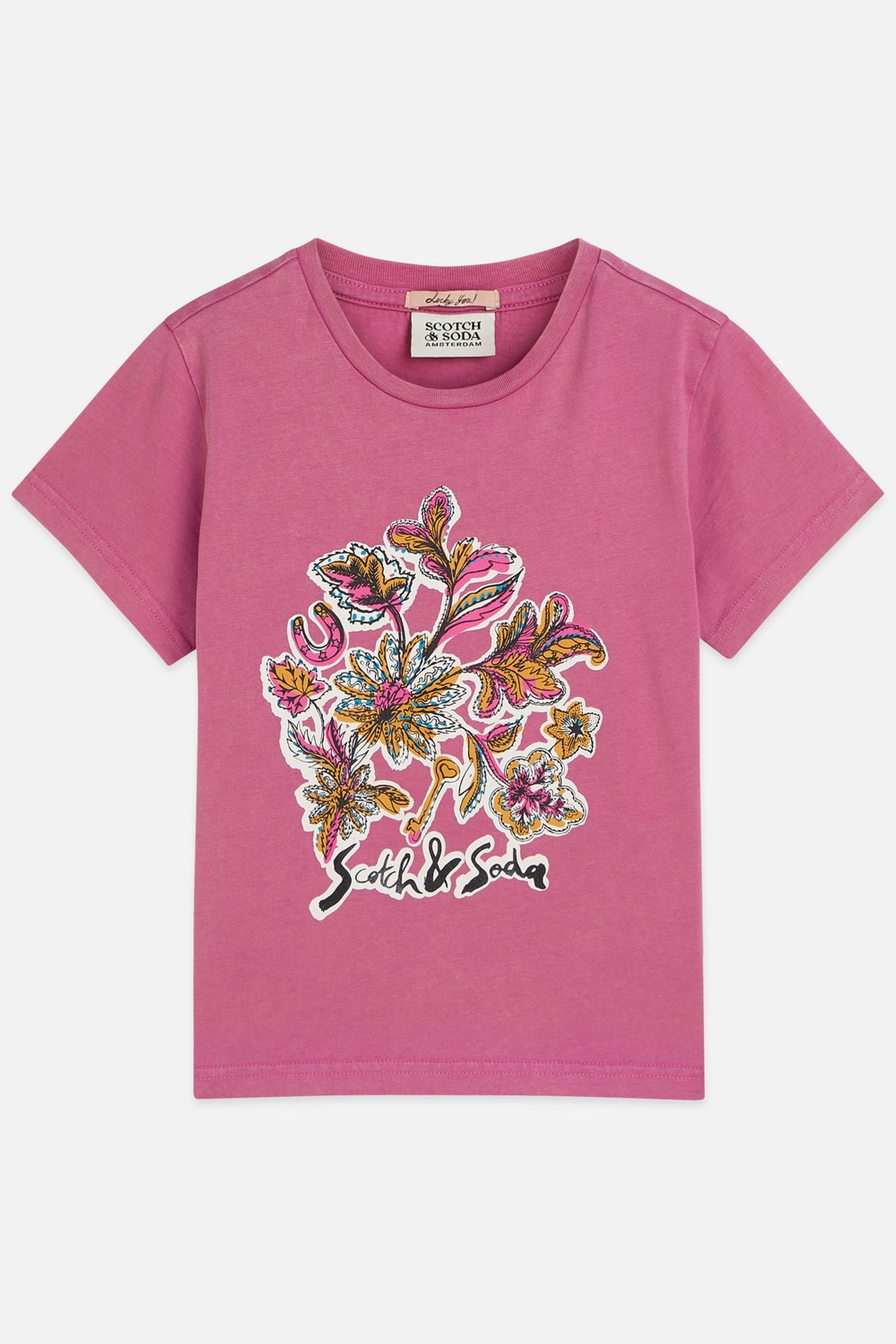 GIRLS FRONT ARTWORK GARMENTDYED RELAXEDFIT TSHIRT DARK PINK 1