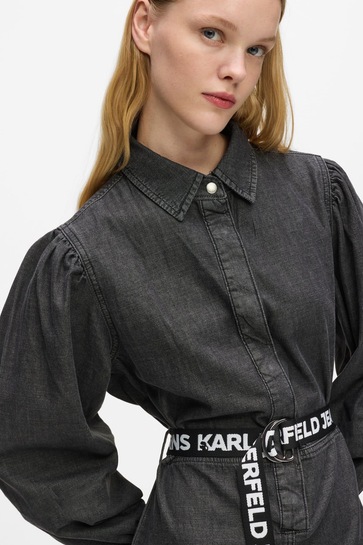 KLJ DENIM FITTED DRESS WASHED BLACK 6
