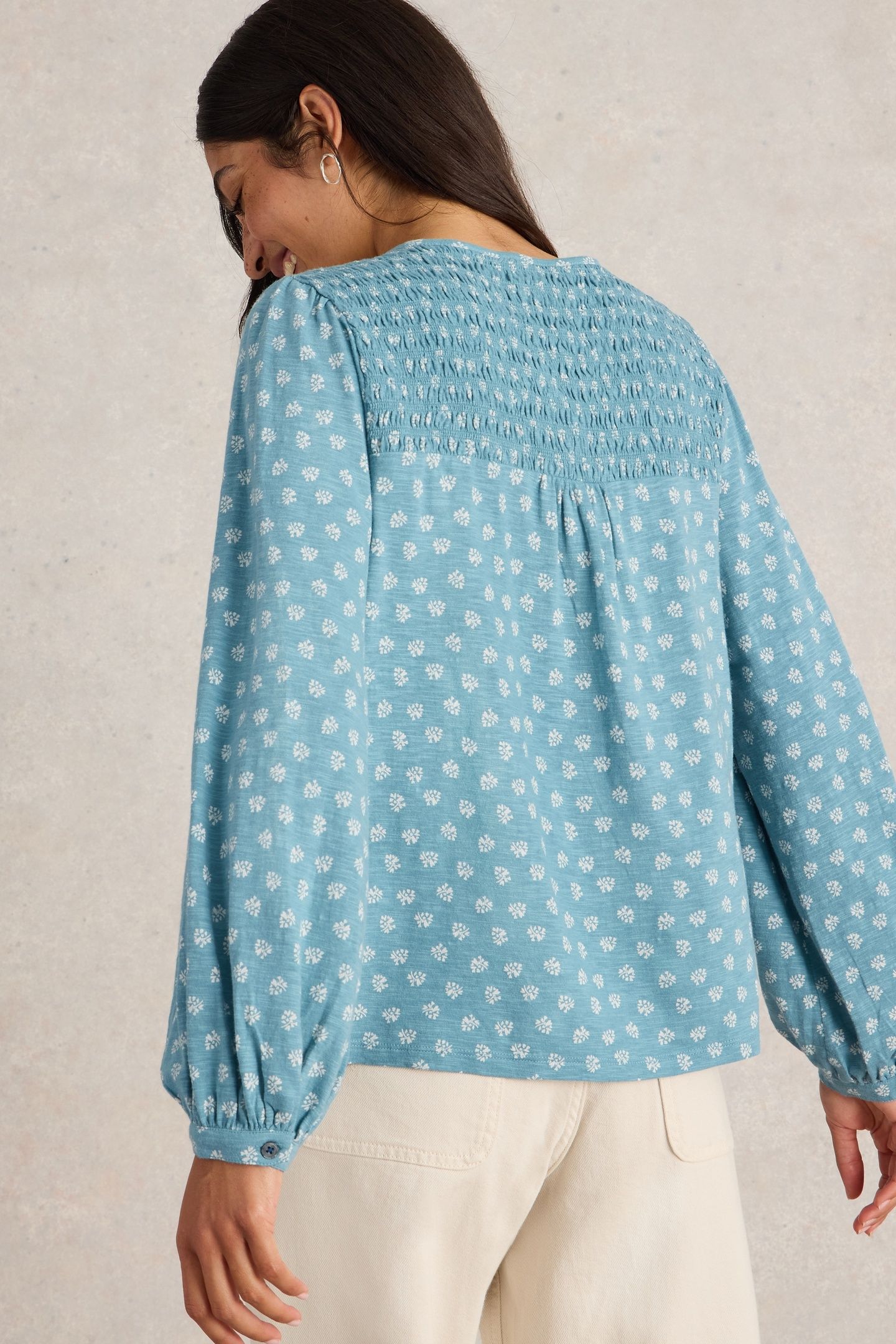 DANIELLA SHIRRED TOP BLUE PR 3
