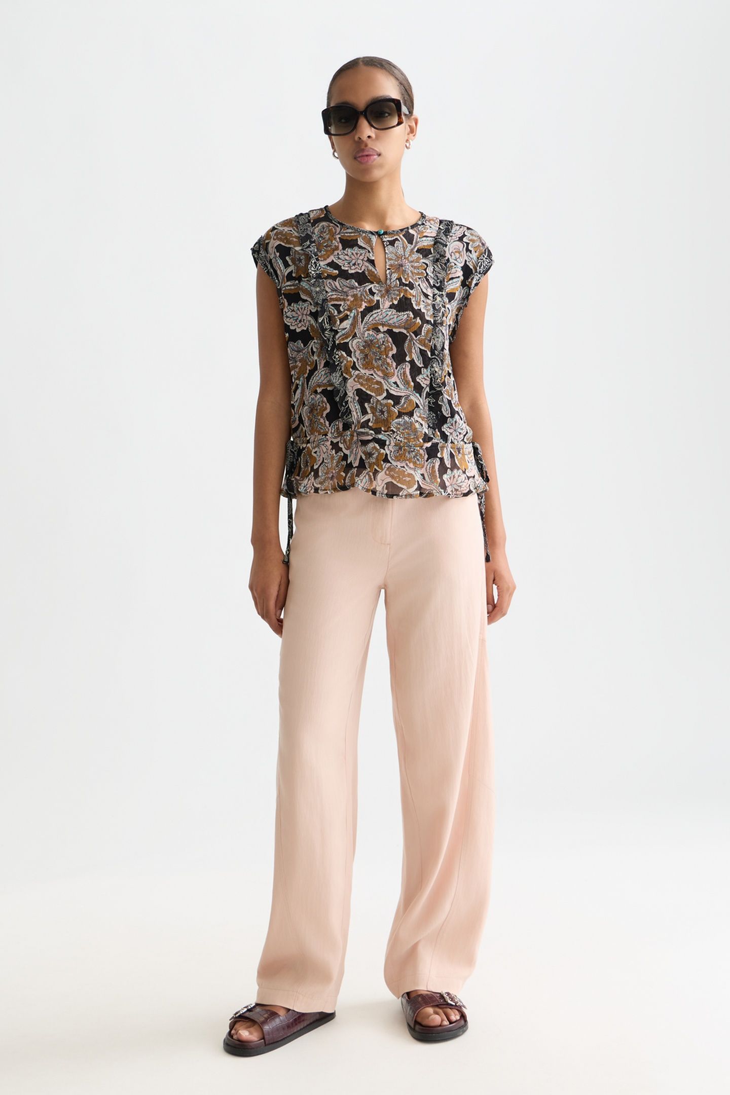 PRINTED CHIFFON TOP WITH RUFFLE DETAILS LUCKY BANDANA MULTI 6