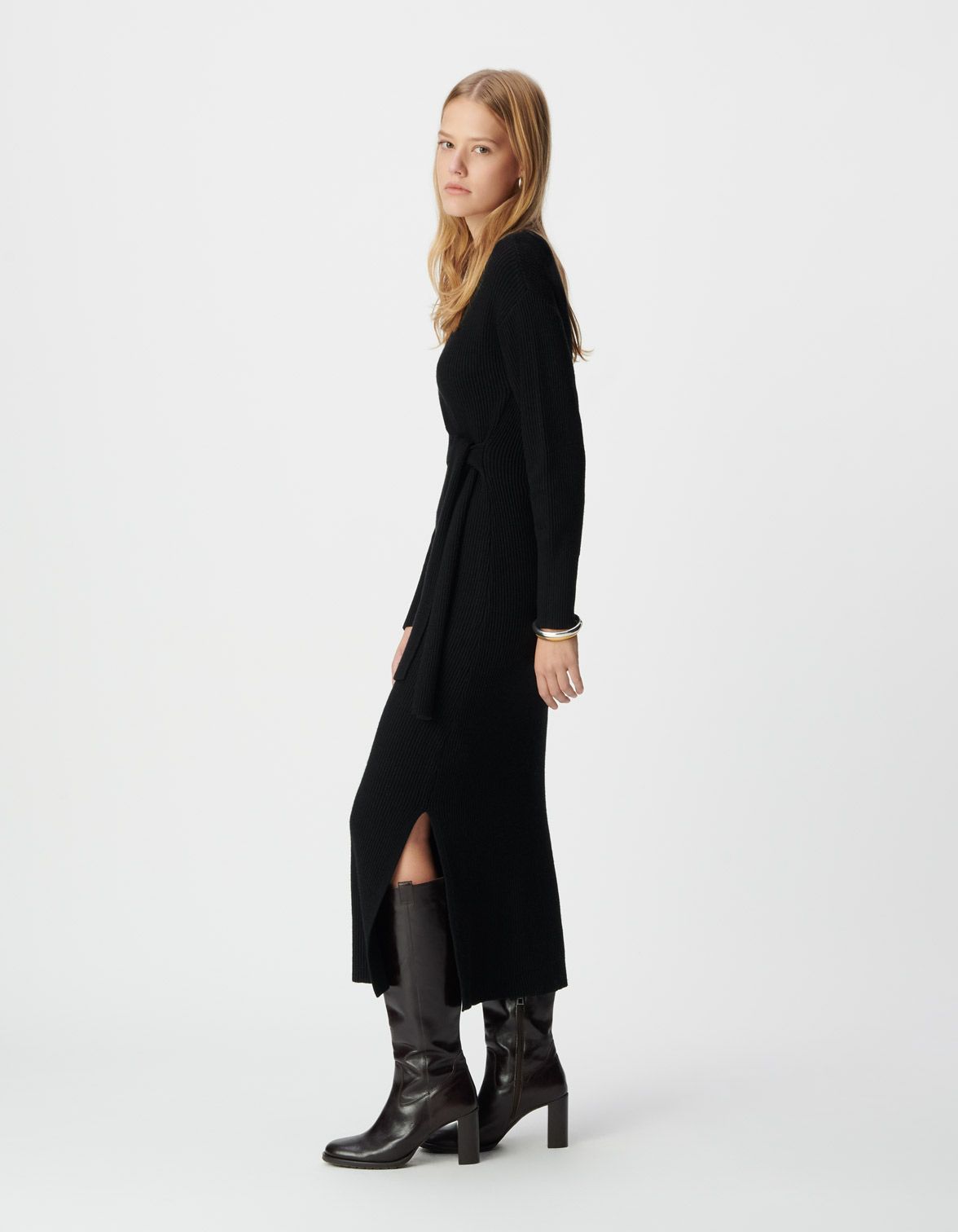LONG BELTED KNIT DRESS FOR WOMEN 3