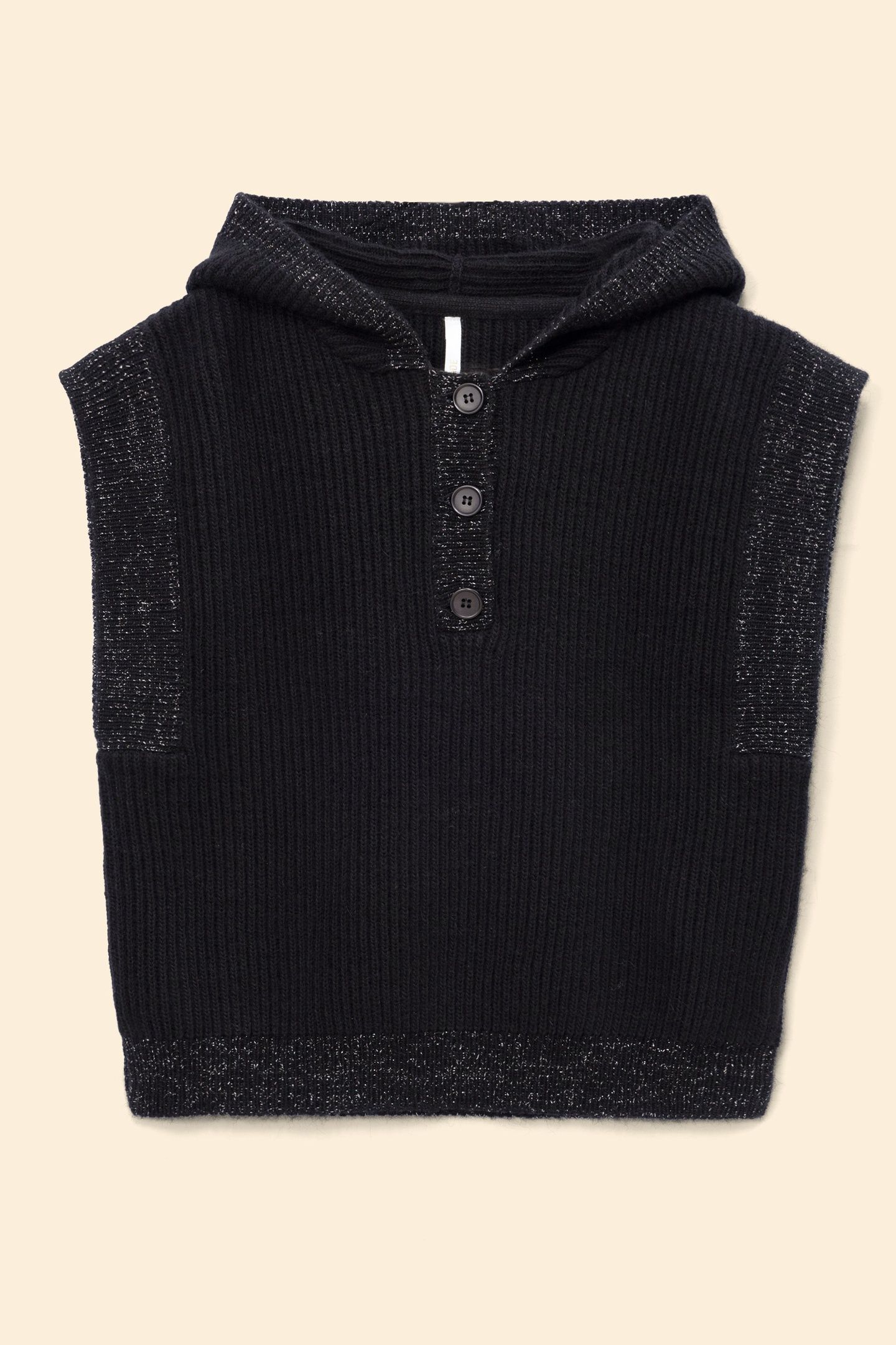 BLACK KNIT SLEEVELESS HOODIE 4