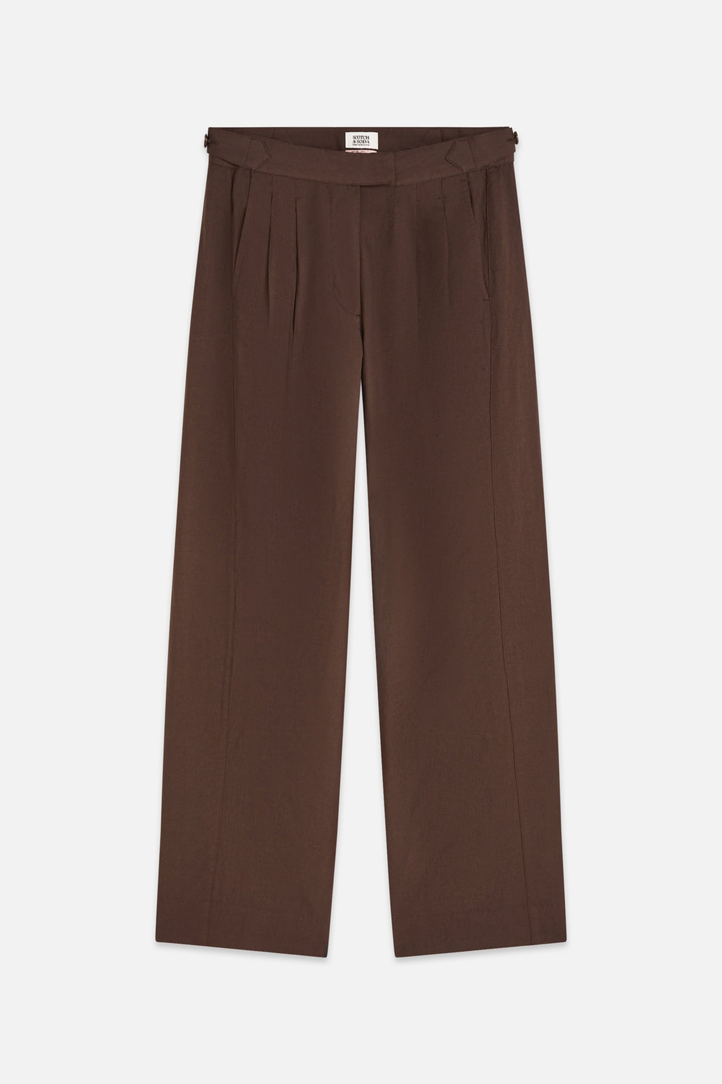 QUINN - MID RISE WIDE LEG LINEN COTTON PANTS HOT FUDGE 1