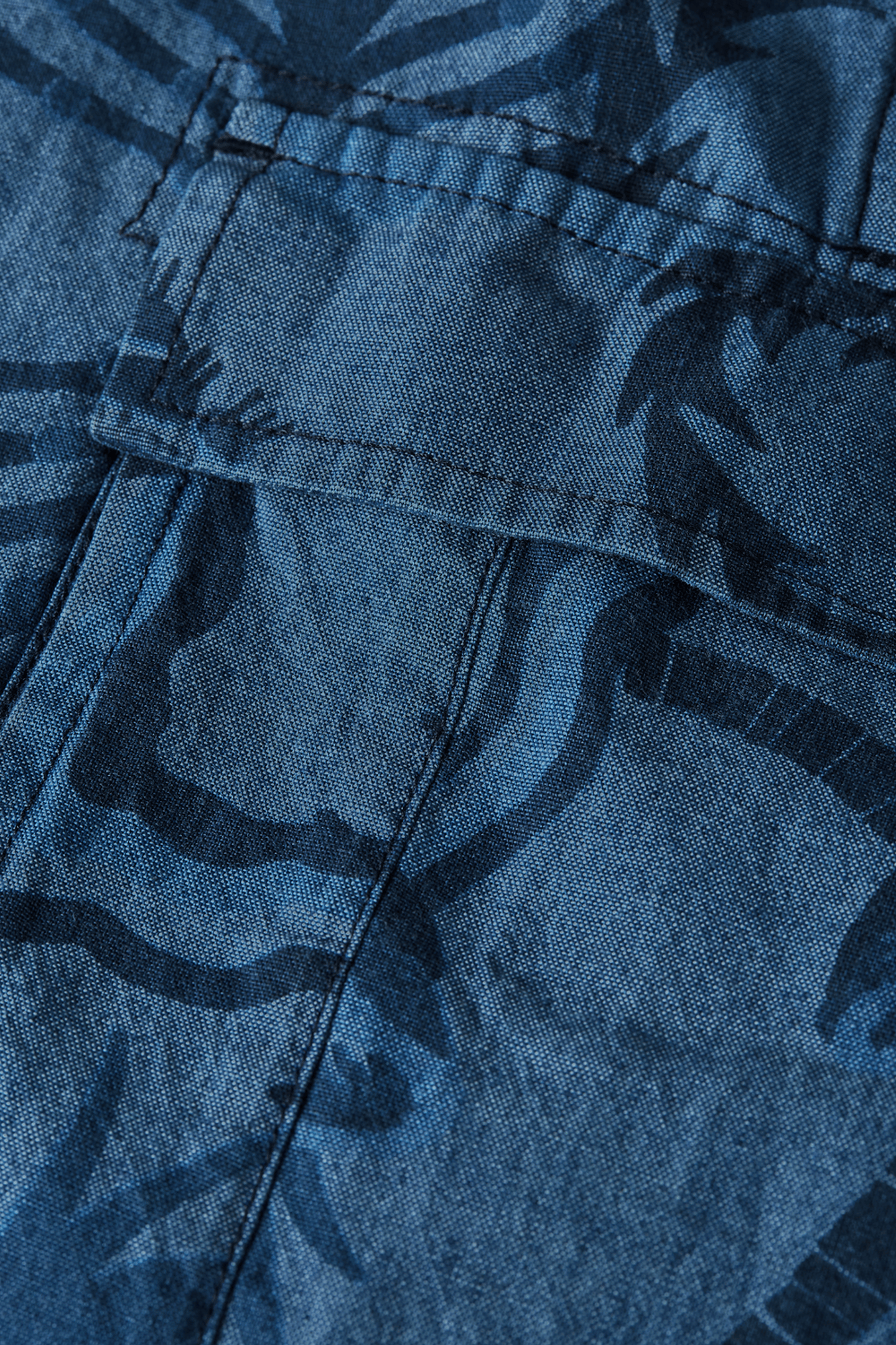 ALLOVER PRINTED CHAMBRAY CARGO SHORTS NAVY 3
