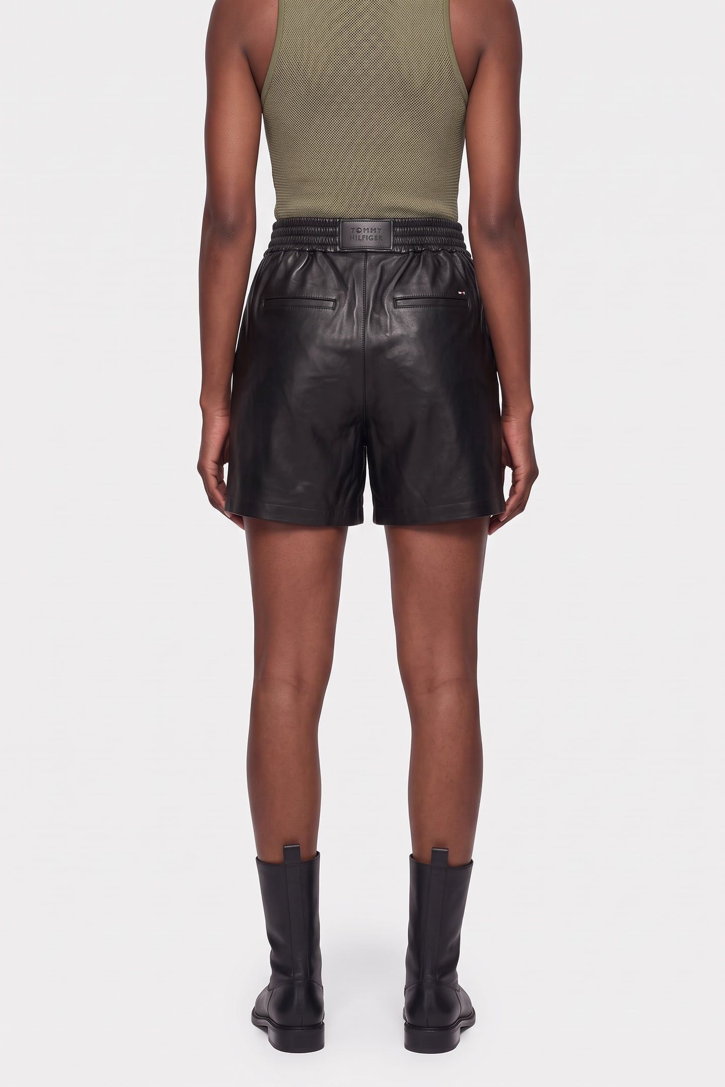 LEATHER JOGGER SHORT BLACK 2